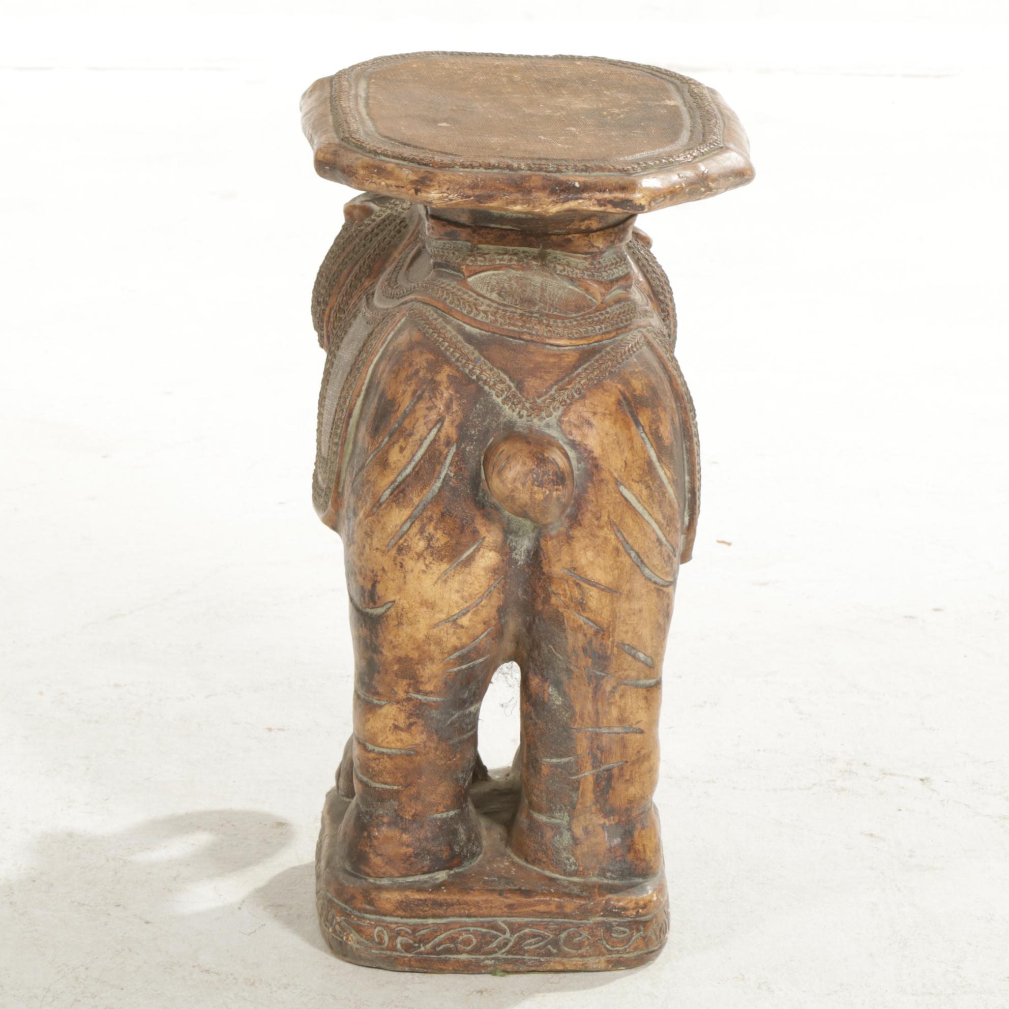 Dynastone Cast Resin Elephant Side Table, Late 20th Century