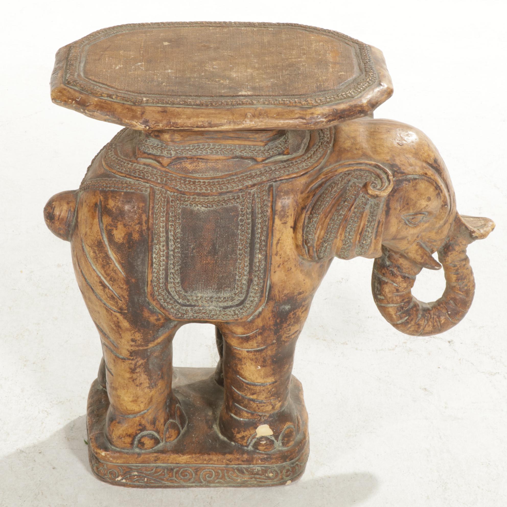 Dynastone Cast Resin Elephant Side Table, Late 20th Century