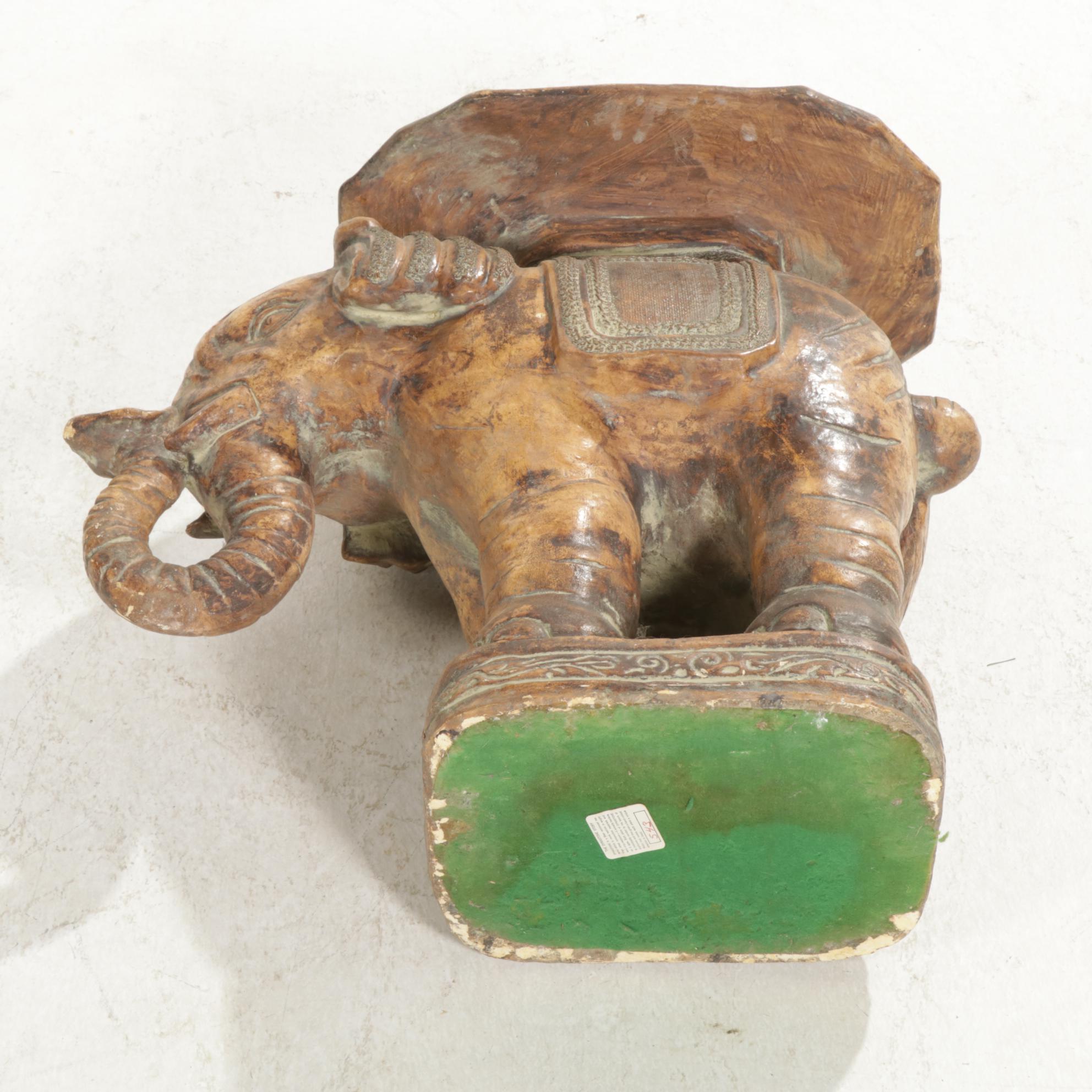 Dynastone Cast Resin Elephant Side Table, Late 20th Century