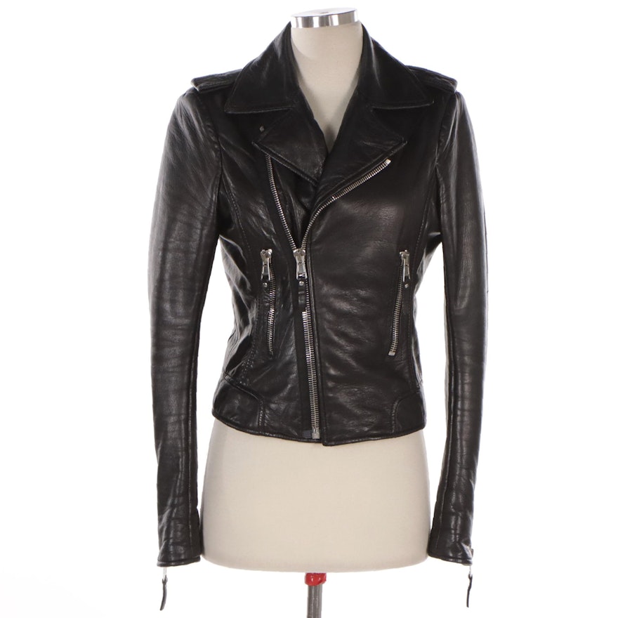 Balenciaga Classic Biker Jacket in Black Lambskin Leather