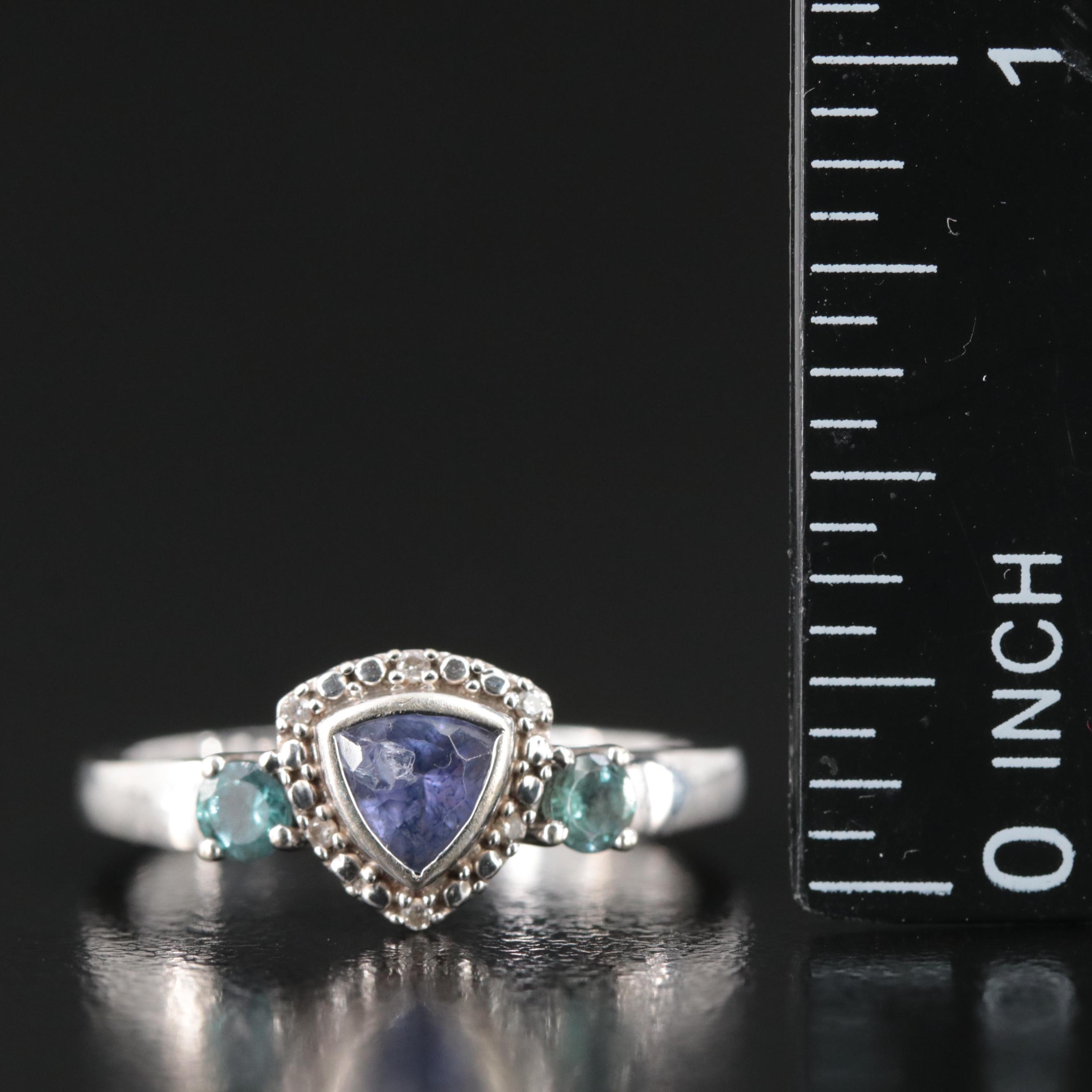 14K Tanzanite, Alexandrite and Diamond Ring