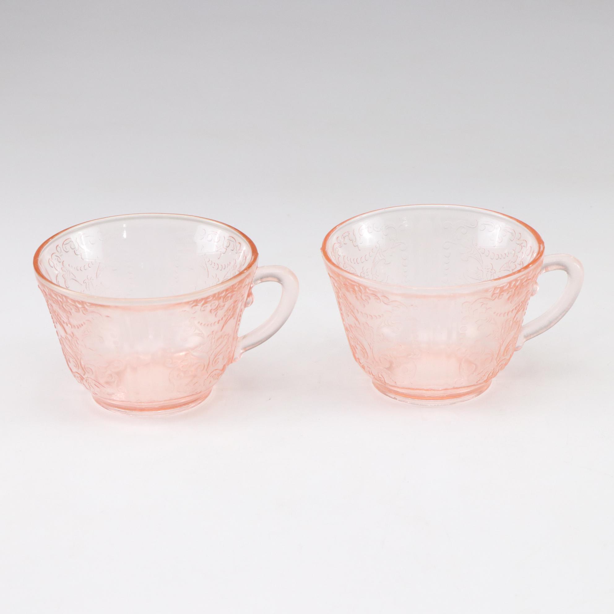 McBeth-Evans Pink "American Sweetheart" Glass Cups and Saucers
