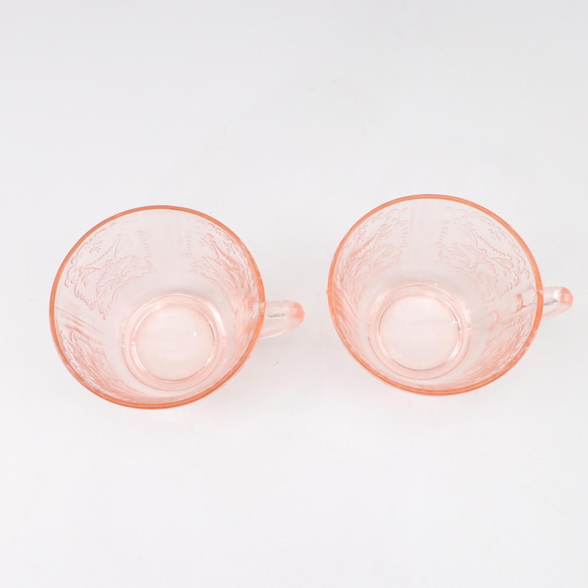 McBeth-Evans Pink "American Sweetheart" Glass Cups and Saucers