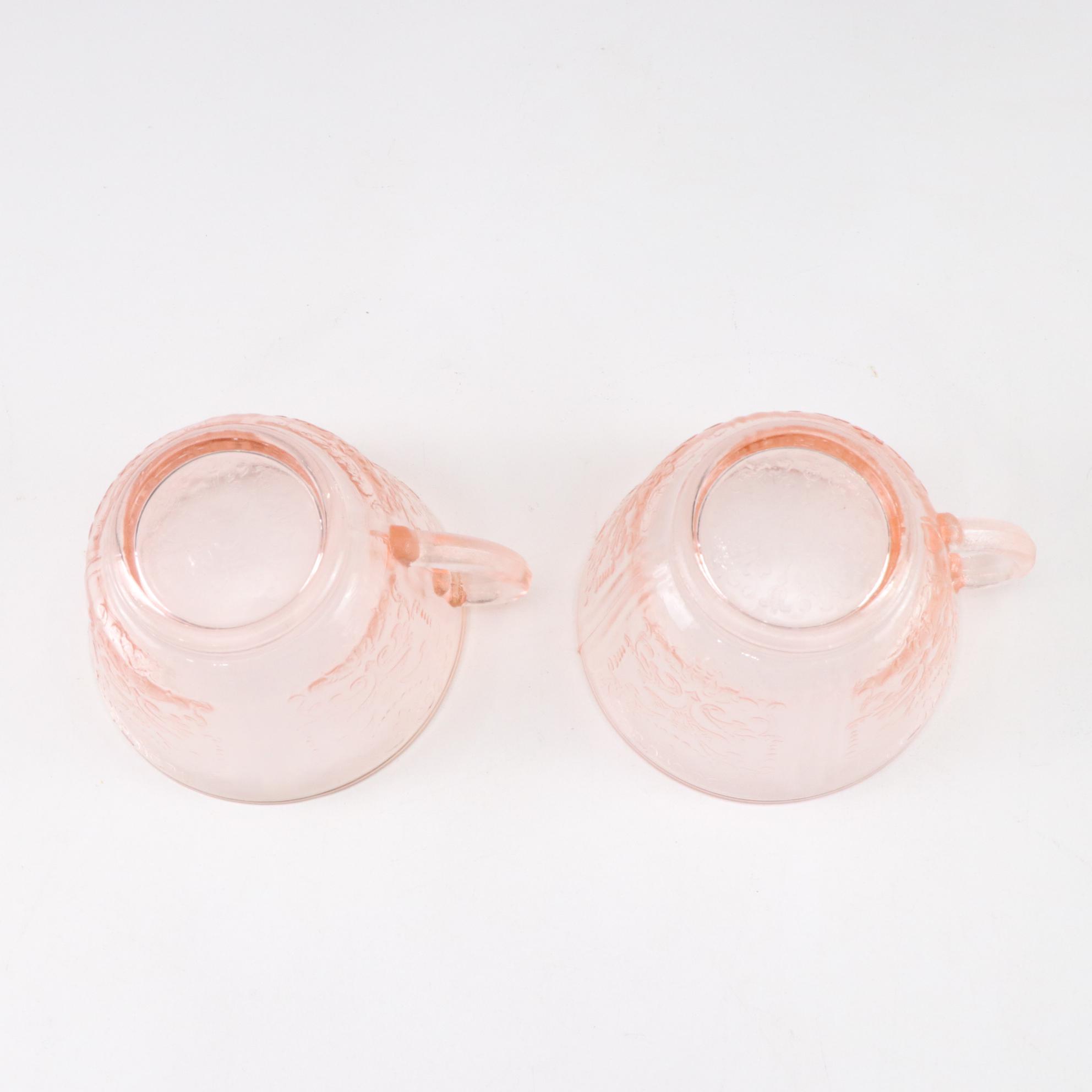 McBeth-Evans Pink "American Sweetheart" Glass Cups and Saucers
