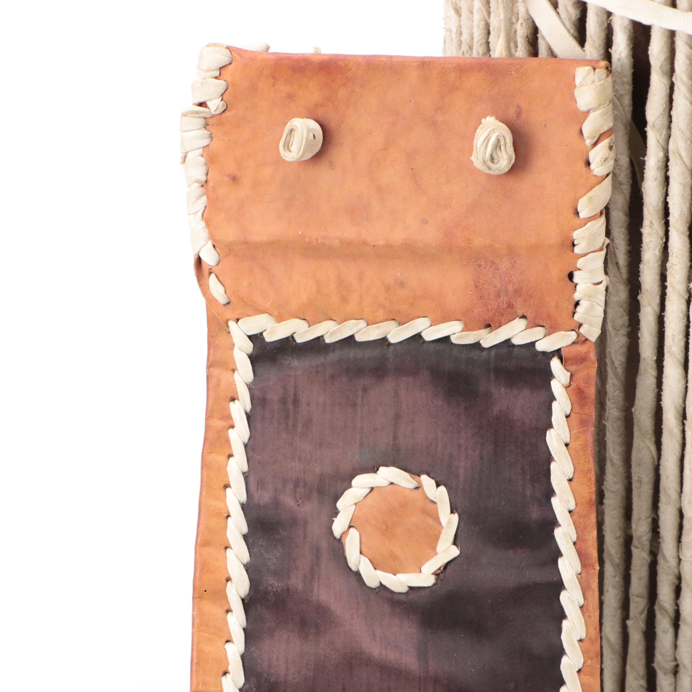 Nigerian Yoruba Talking Drum with Bells and Quilted Leather Strap