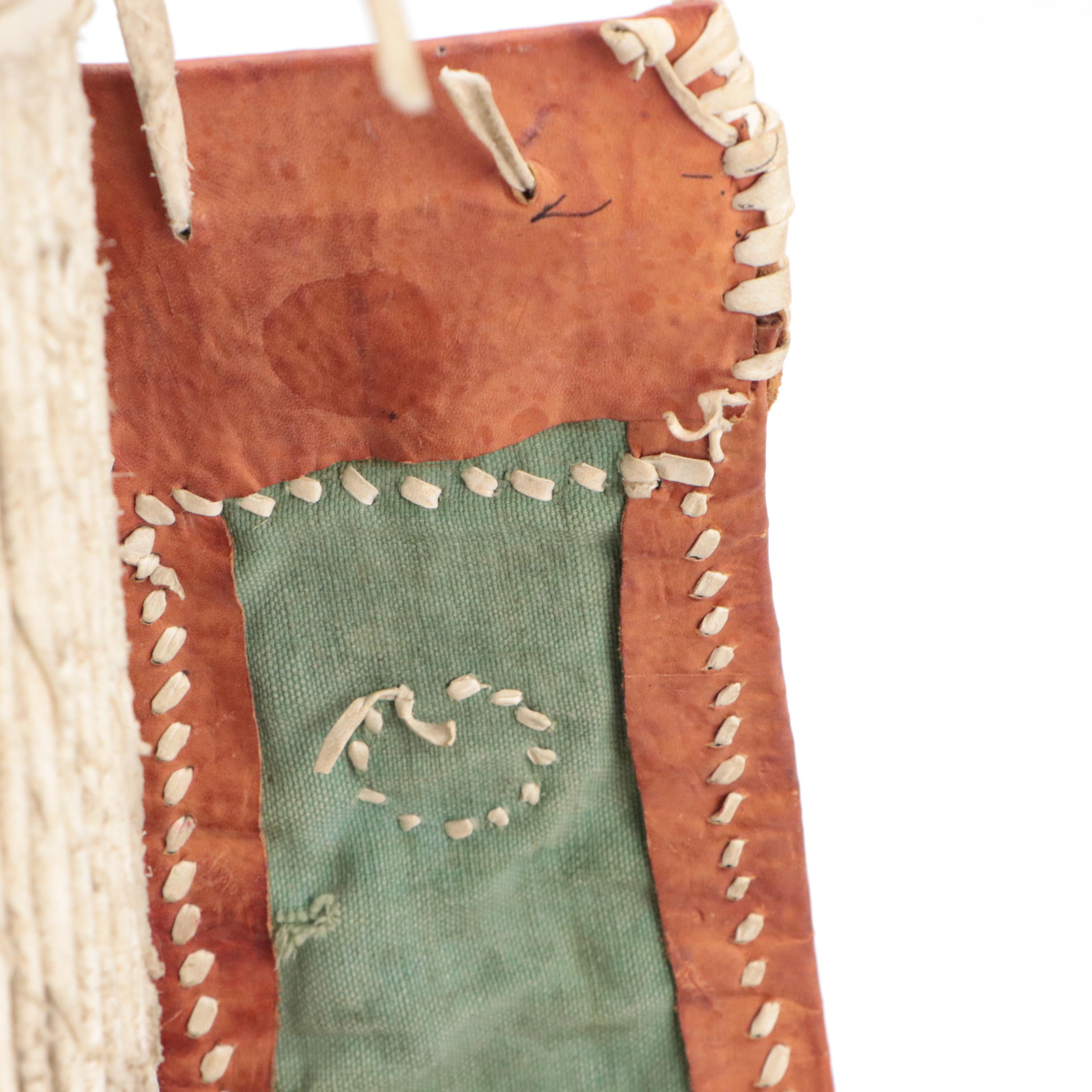 Nigerian Yoruba Talking Drum with Bells and Quilted Leather Strap