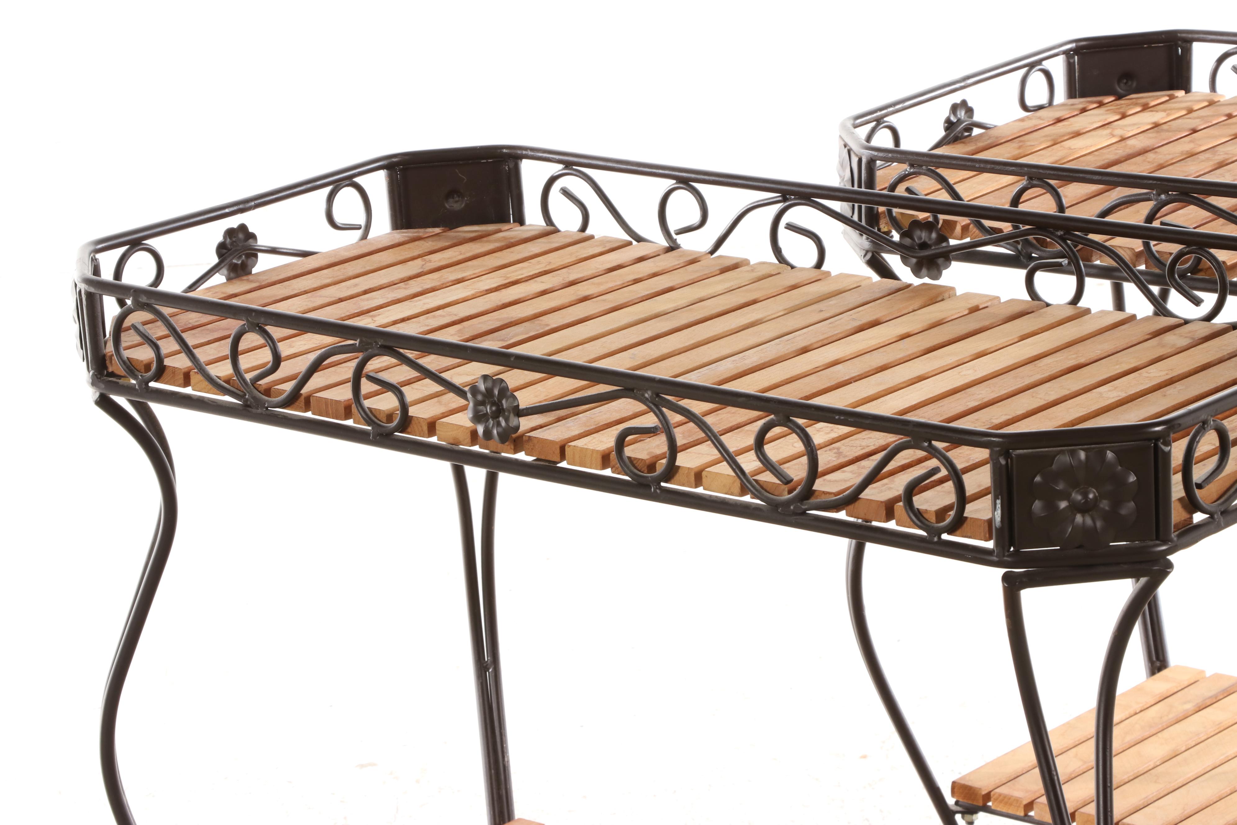 Pair of Wrought Iron Two-Tier Side Tables