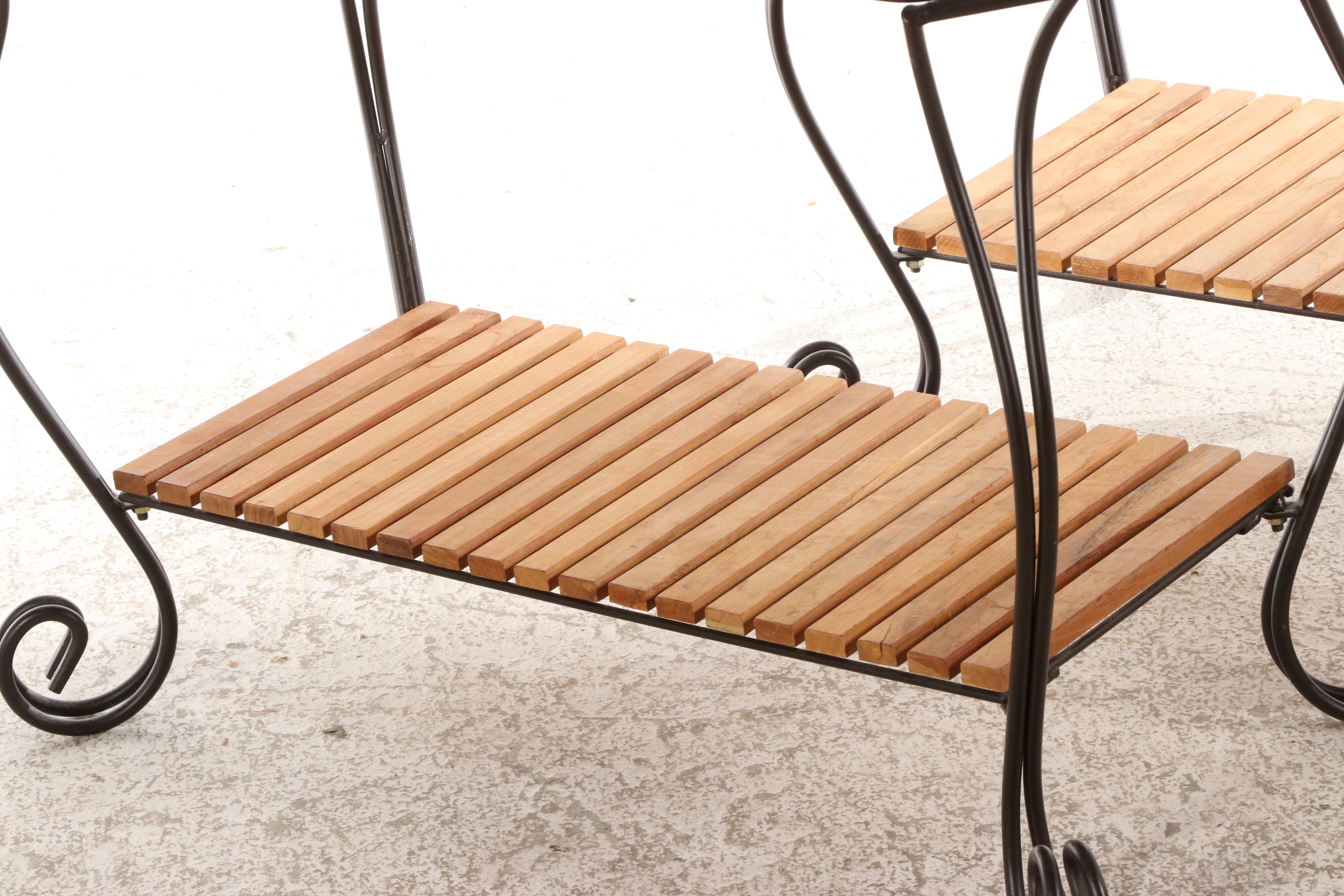 Pair of Wrought Iron Two-Tier Side Tables