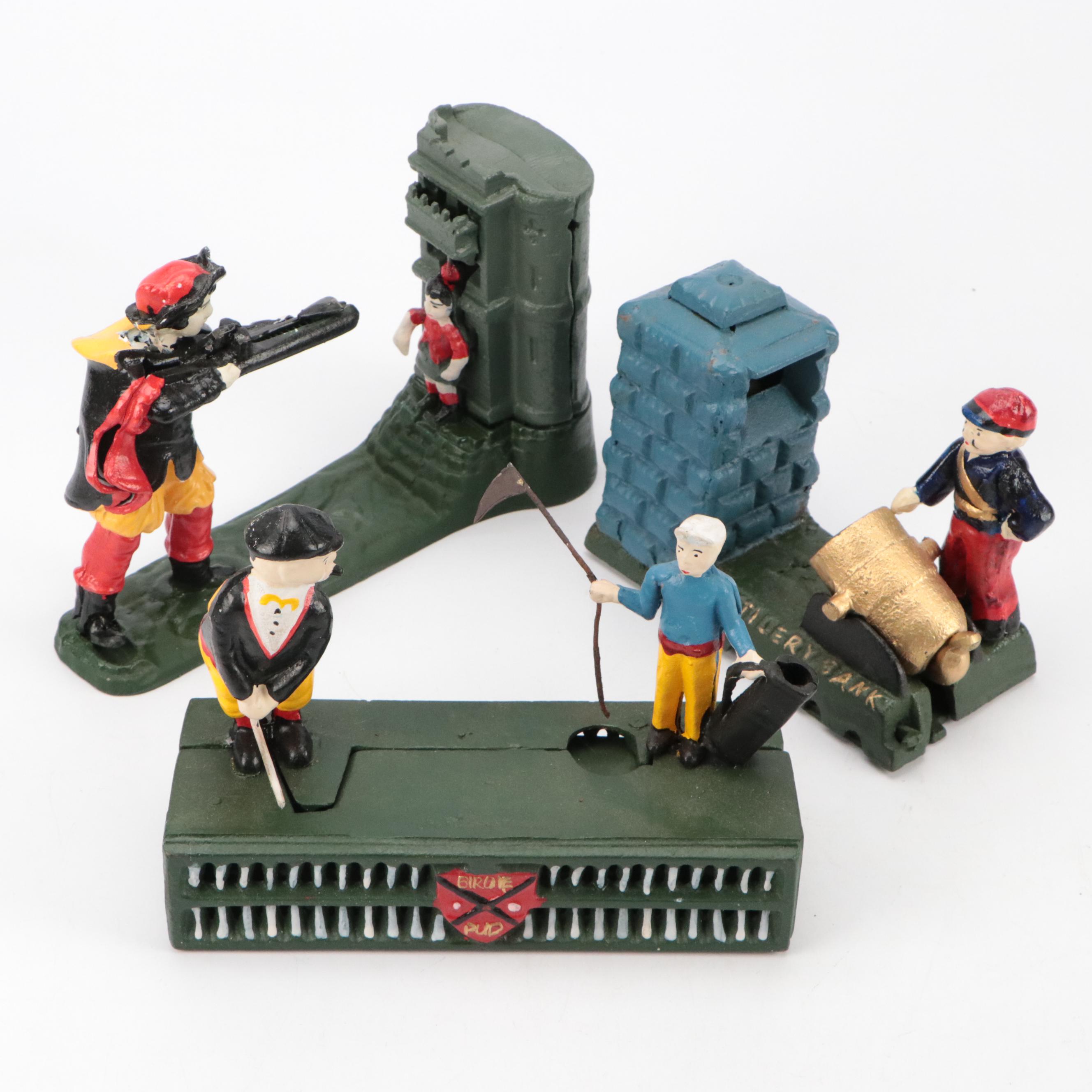 Painted Cast Iron Mechanical Coin Banks