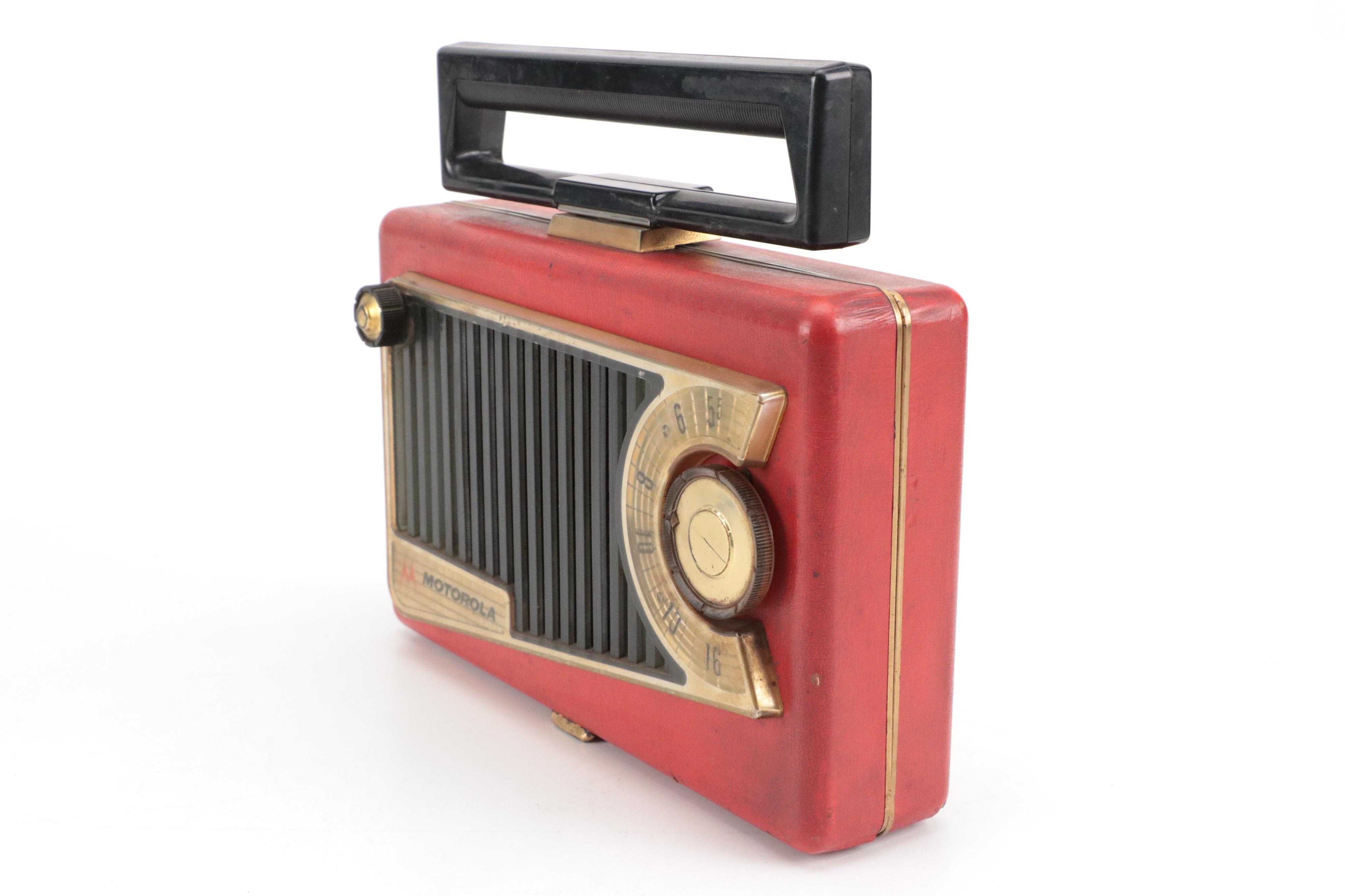 Mid-Century Motorola Red and Retro Blue Tabletop Radios
