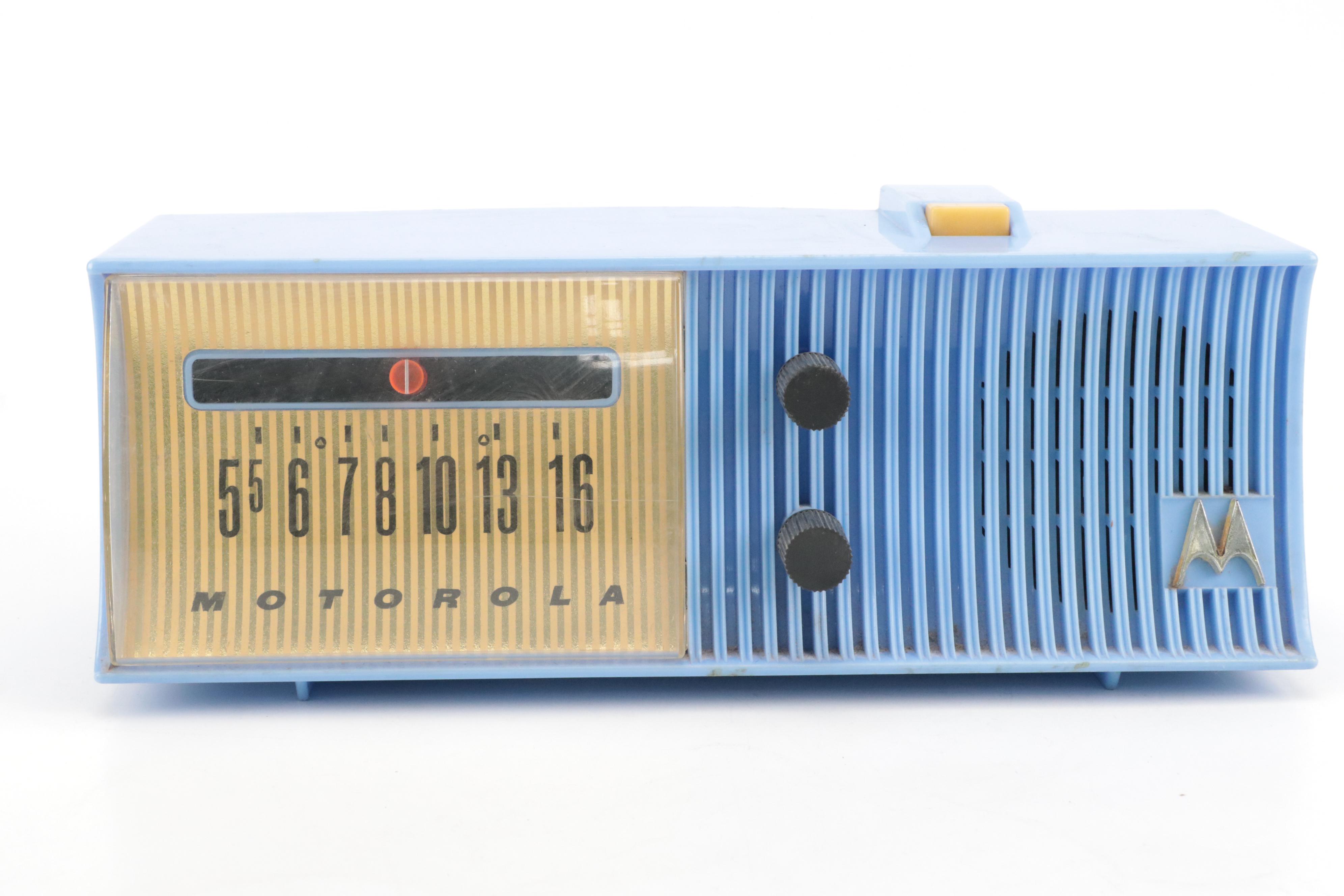 Mid-Century Motorola Red and Retro Blue Tabletop Radios
