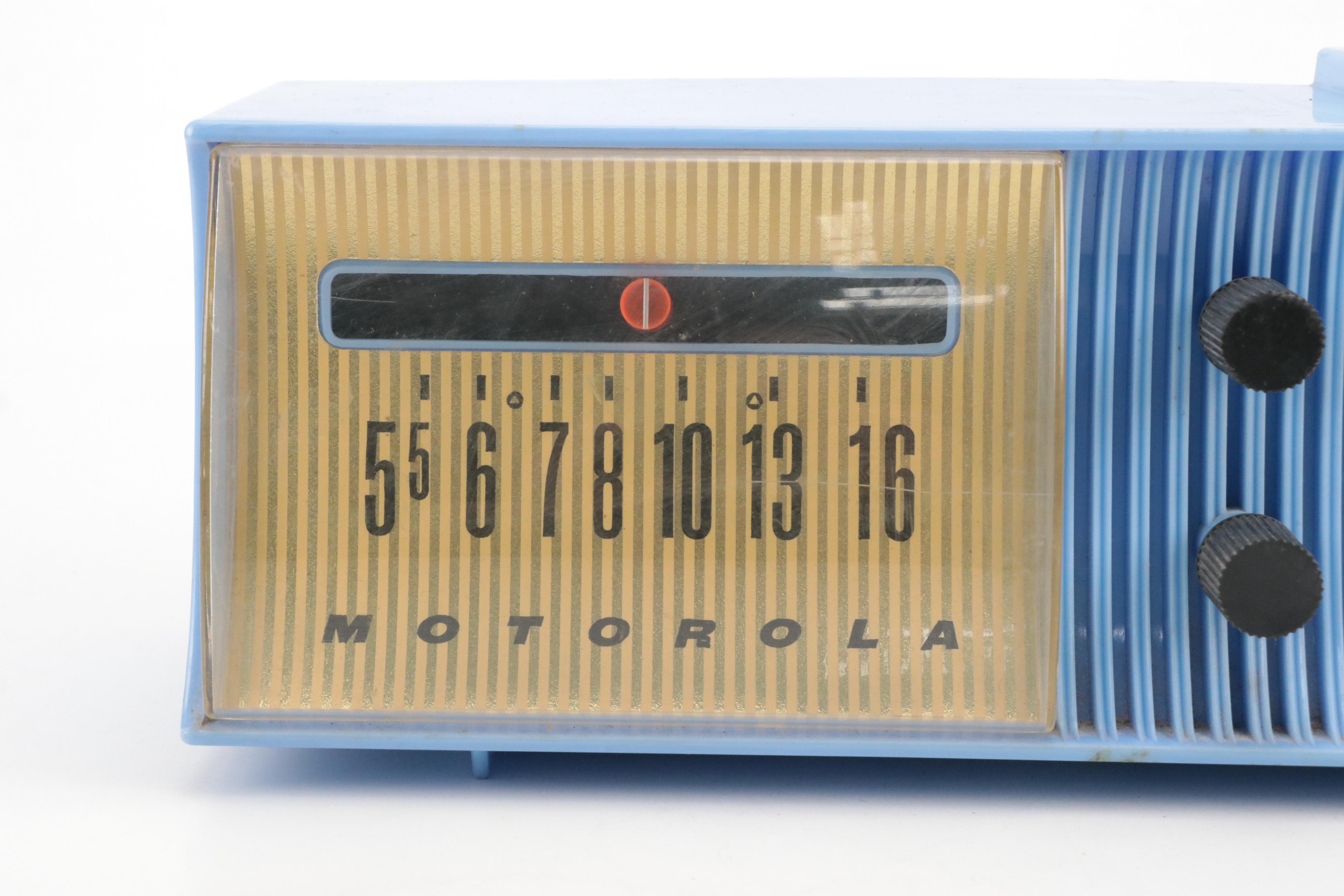 Mid-Century Motorola Red and Retro Blue Tabletop Radios