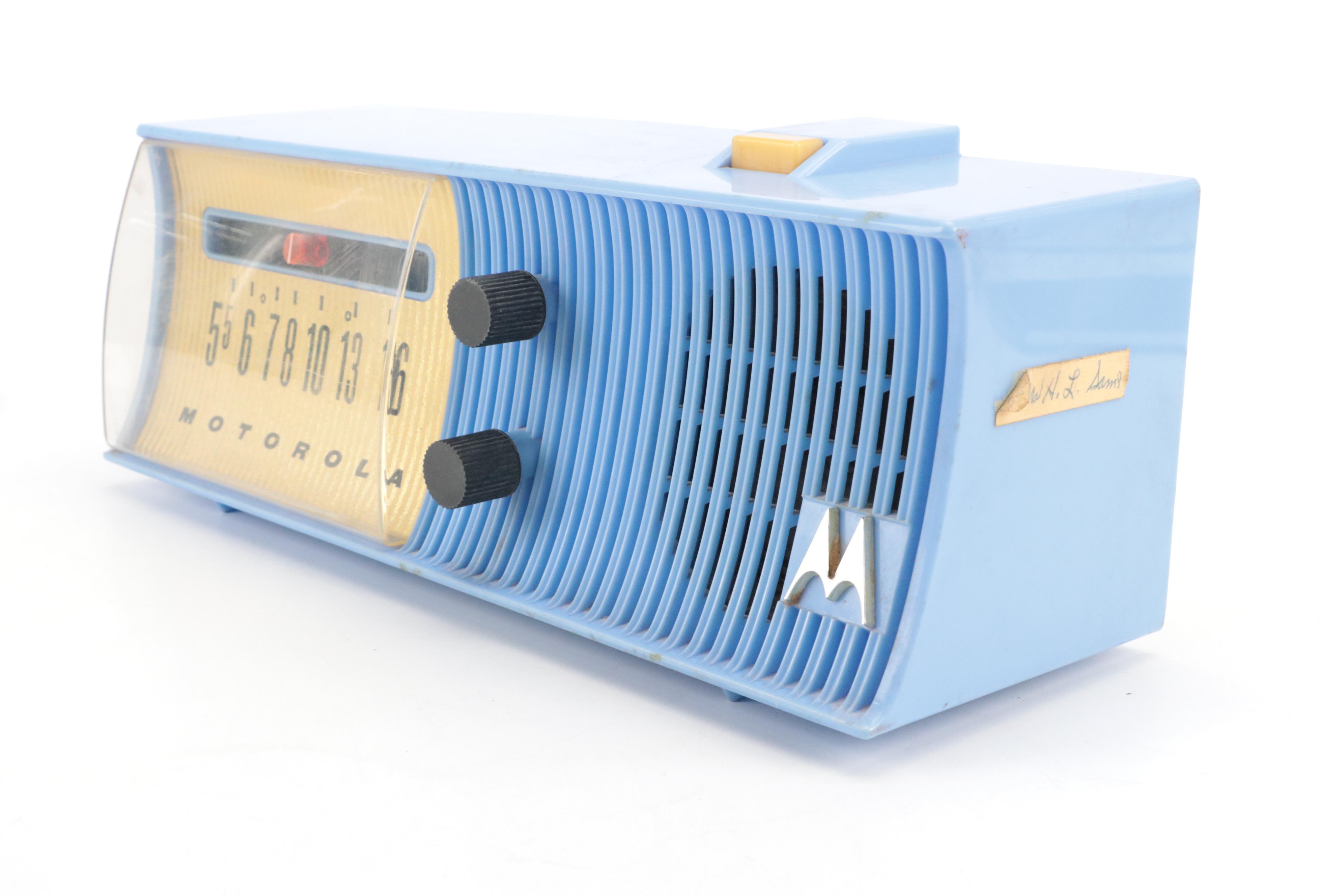 Mid-Century Motorola Red and Retro Blue Tabletop Radios