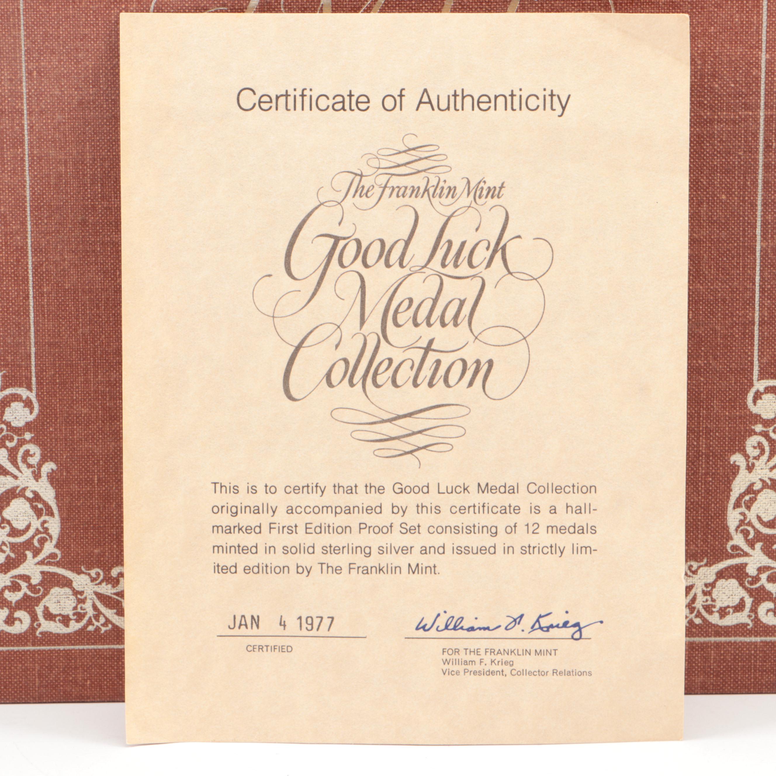 The Franklin Mint Sterling Silver Good Luck Medal Collection