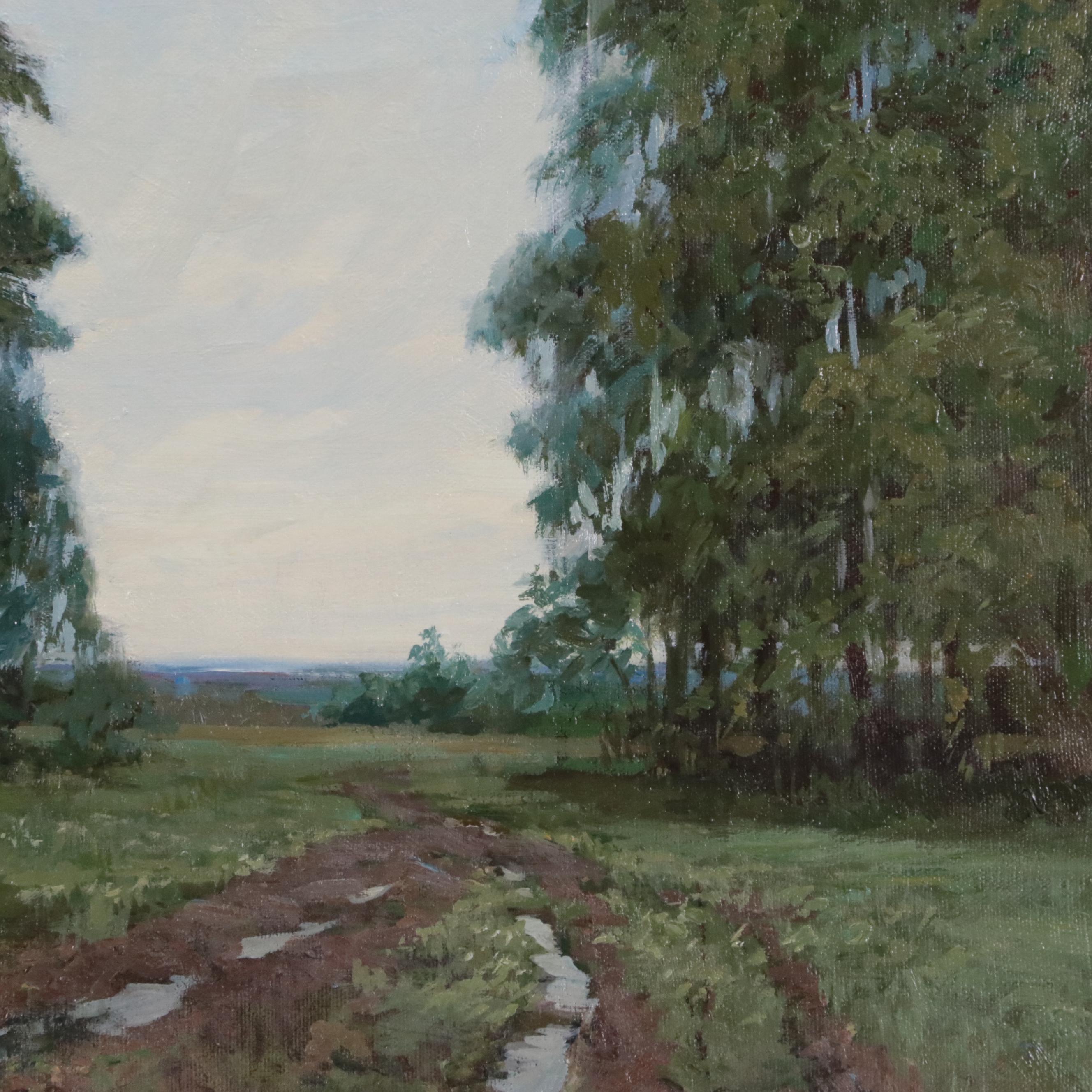 Russian Landscape Oil Painting "Road", 1995