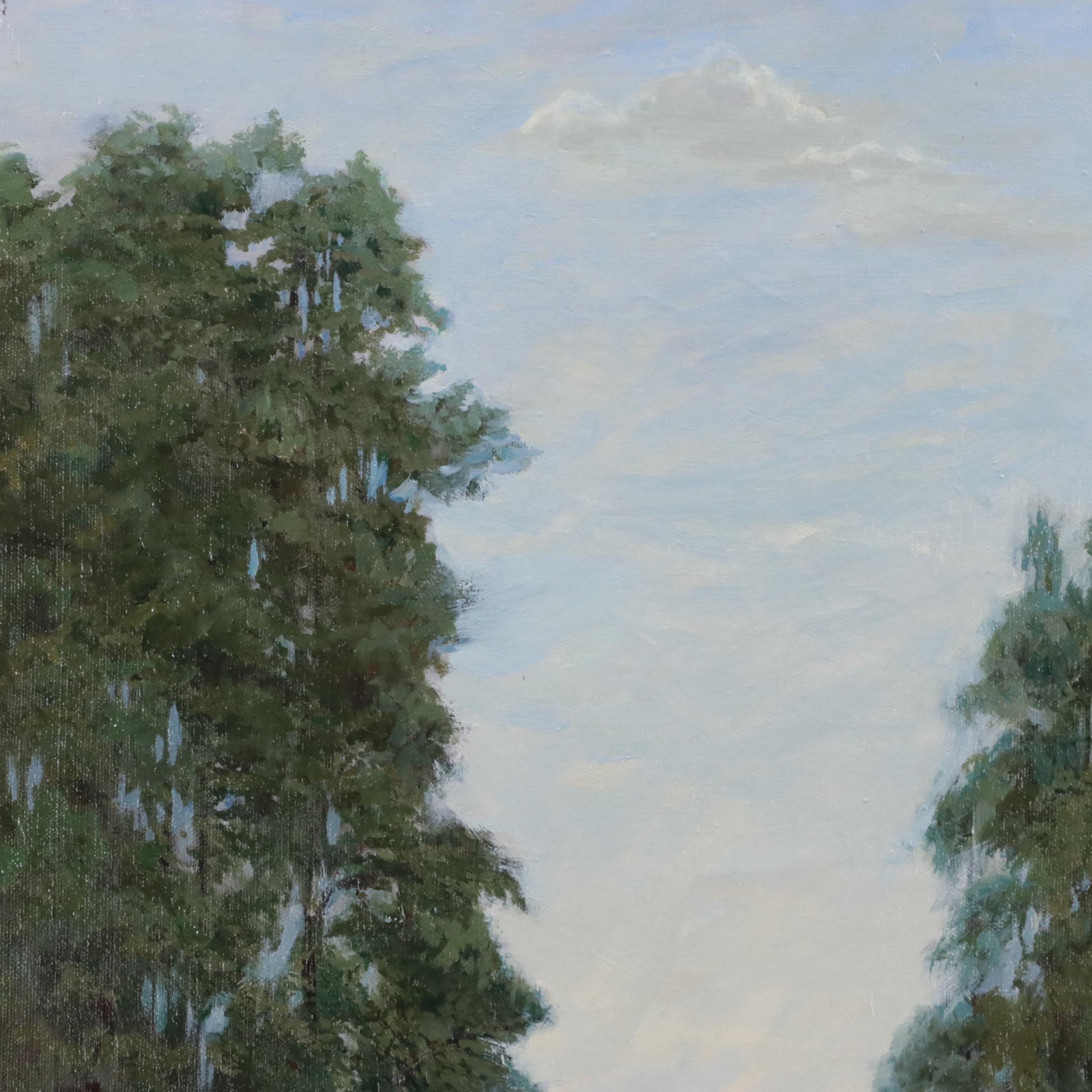 Russian Landscape Oil Painting "Road", 1995