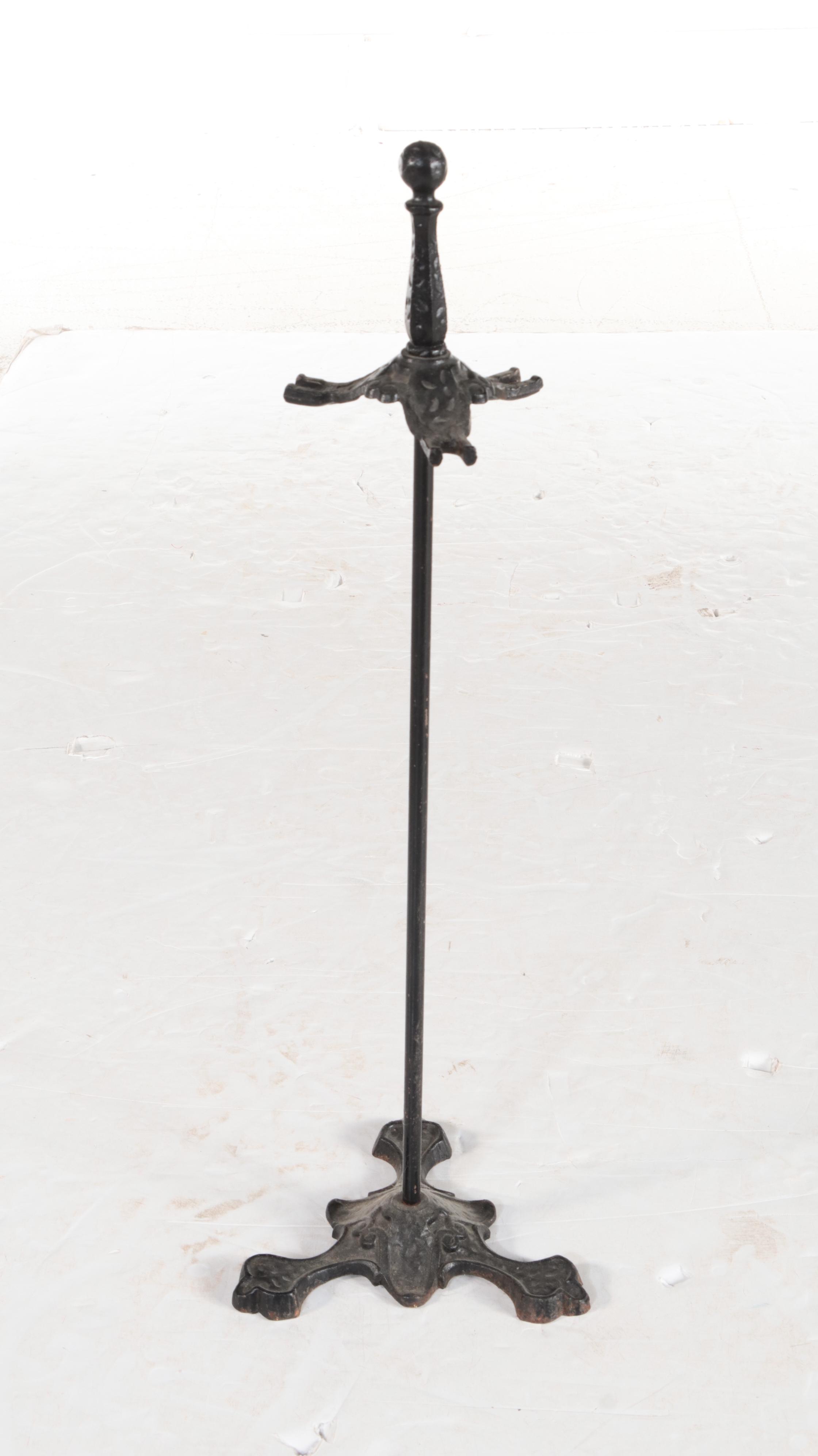 Three-Piece Cast Iron Fireplace Tool Set on Stand, Early 20th Century