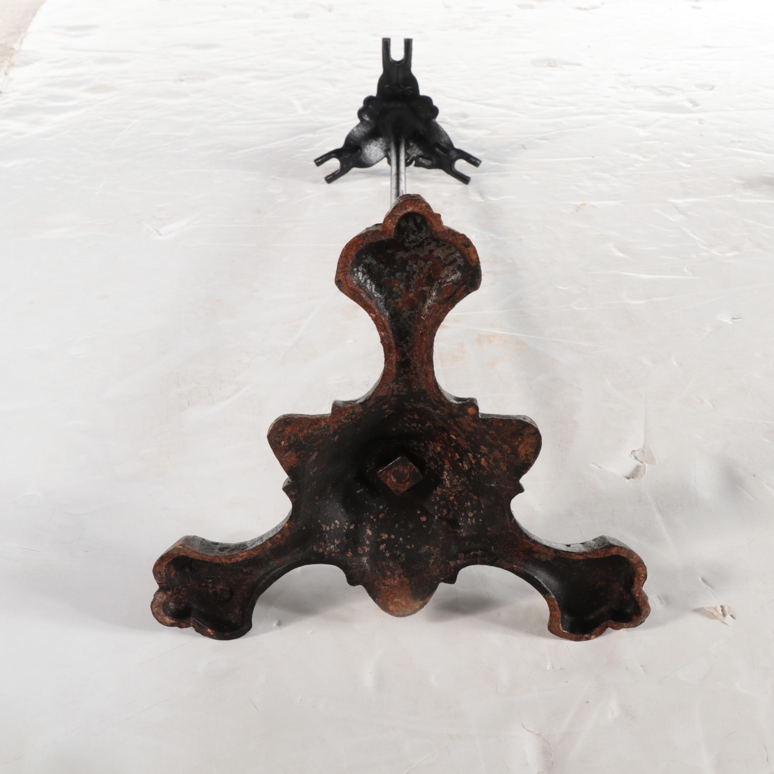 Three-Piece Cast Iron Fireplace Tool Set on Stand, Early 20th Century