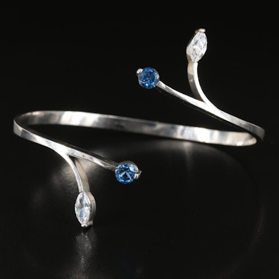 Sterling Spinel and CZ Cuff Bracelet