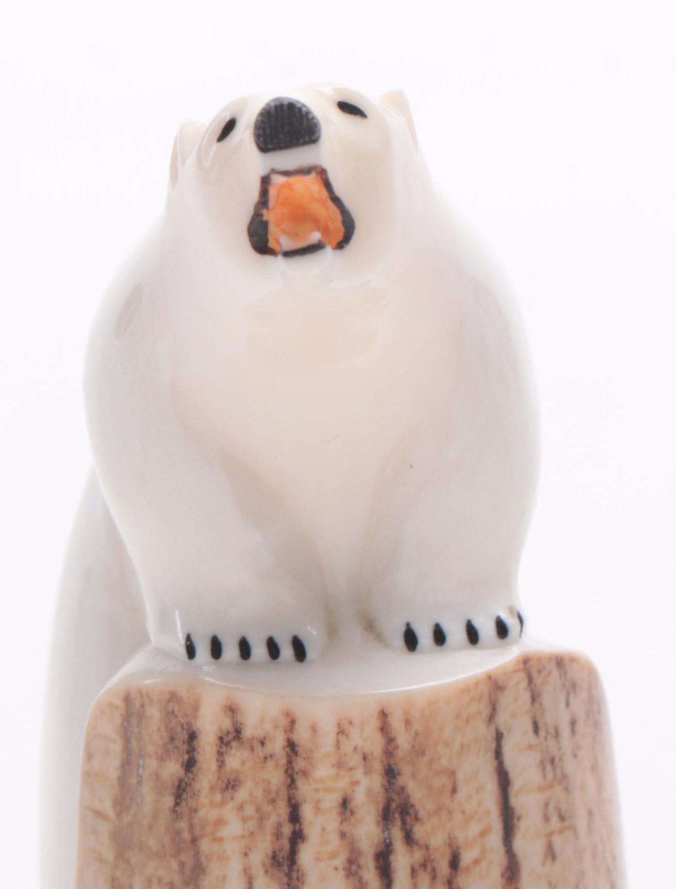 Native Alaskan Hand-Carved Ivory Polar Bear Figurine