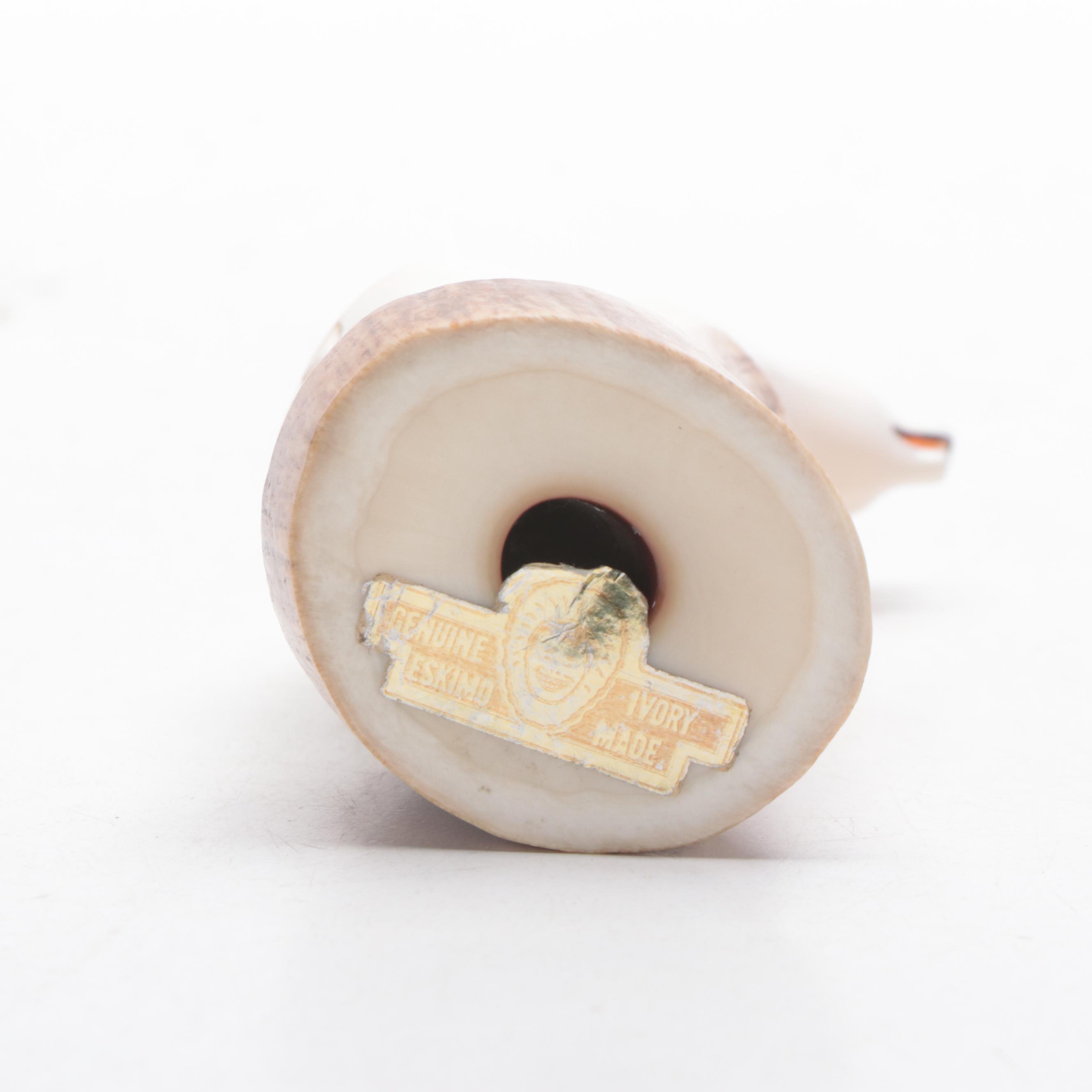 Native Alaskan Hand-Carved Ivory Polar Bear Figurine