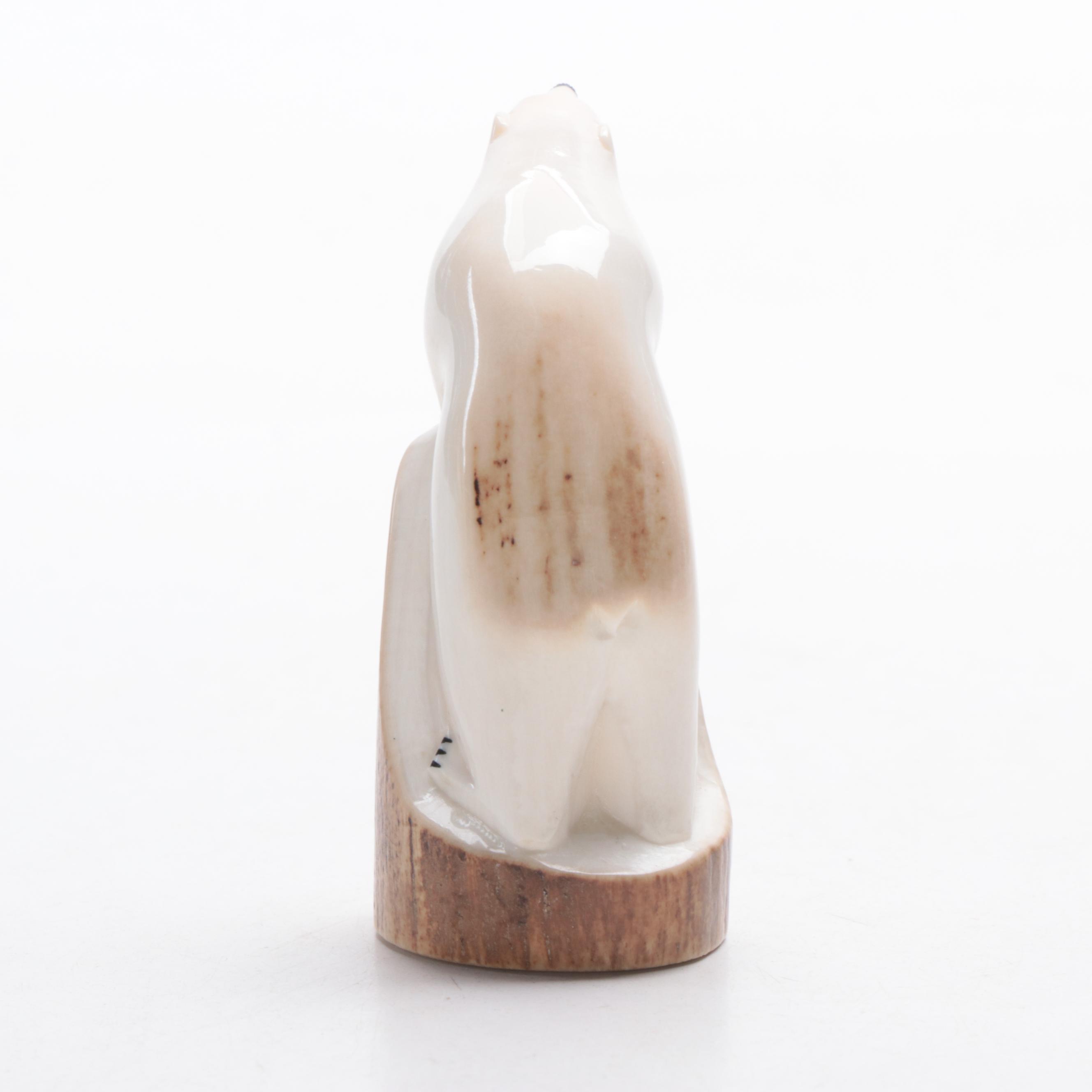 Native Alaskan Hand-Carved Ivory Polar Bear Figurine