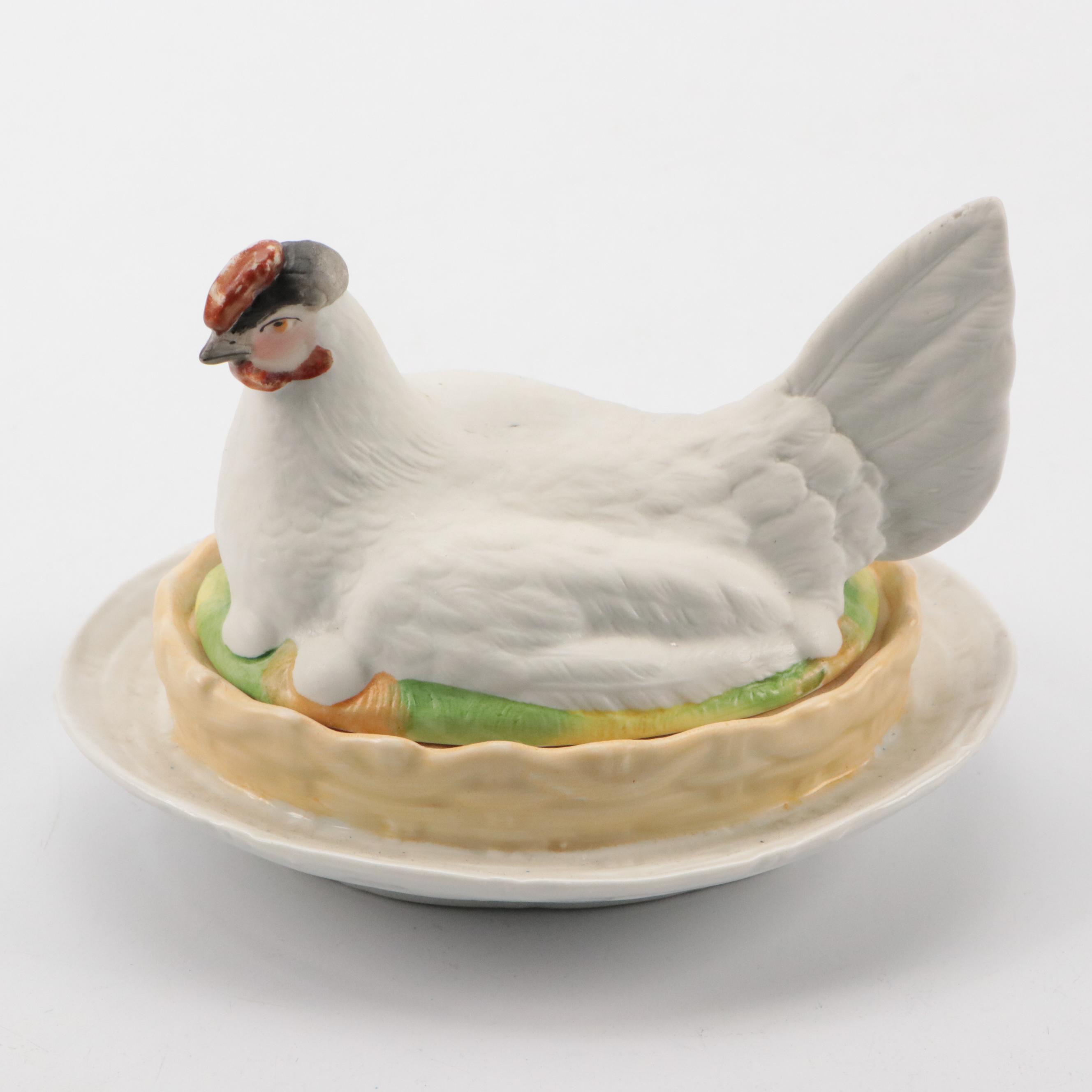 Staffordshire Style Ceramic Hen-on-Nest Dishes