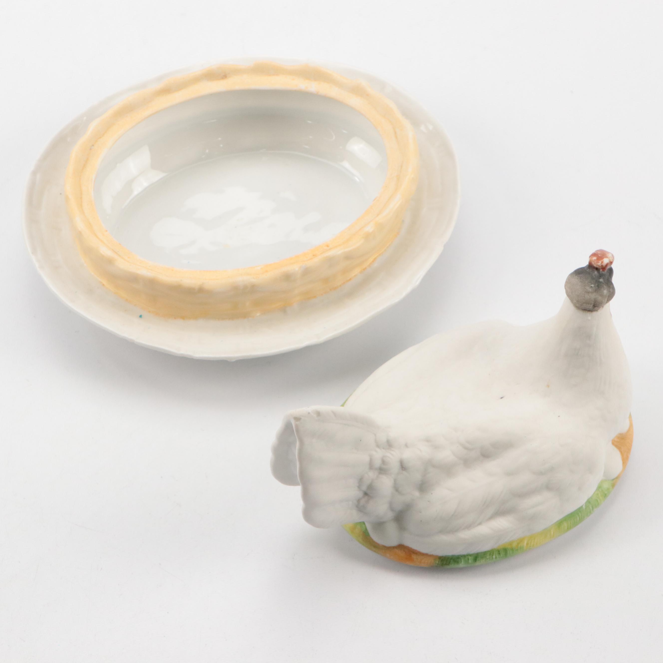 Staffordshire Style Ceramic Hen-on-Nest Dishes
