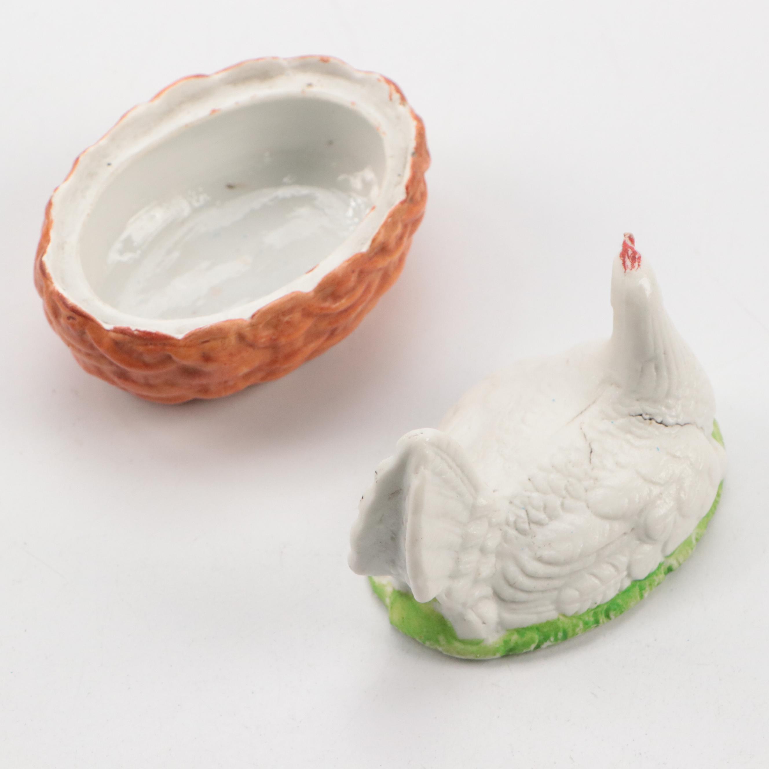Staffordshire Style Ceramic Hen-on-Nest Dishes