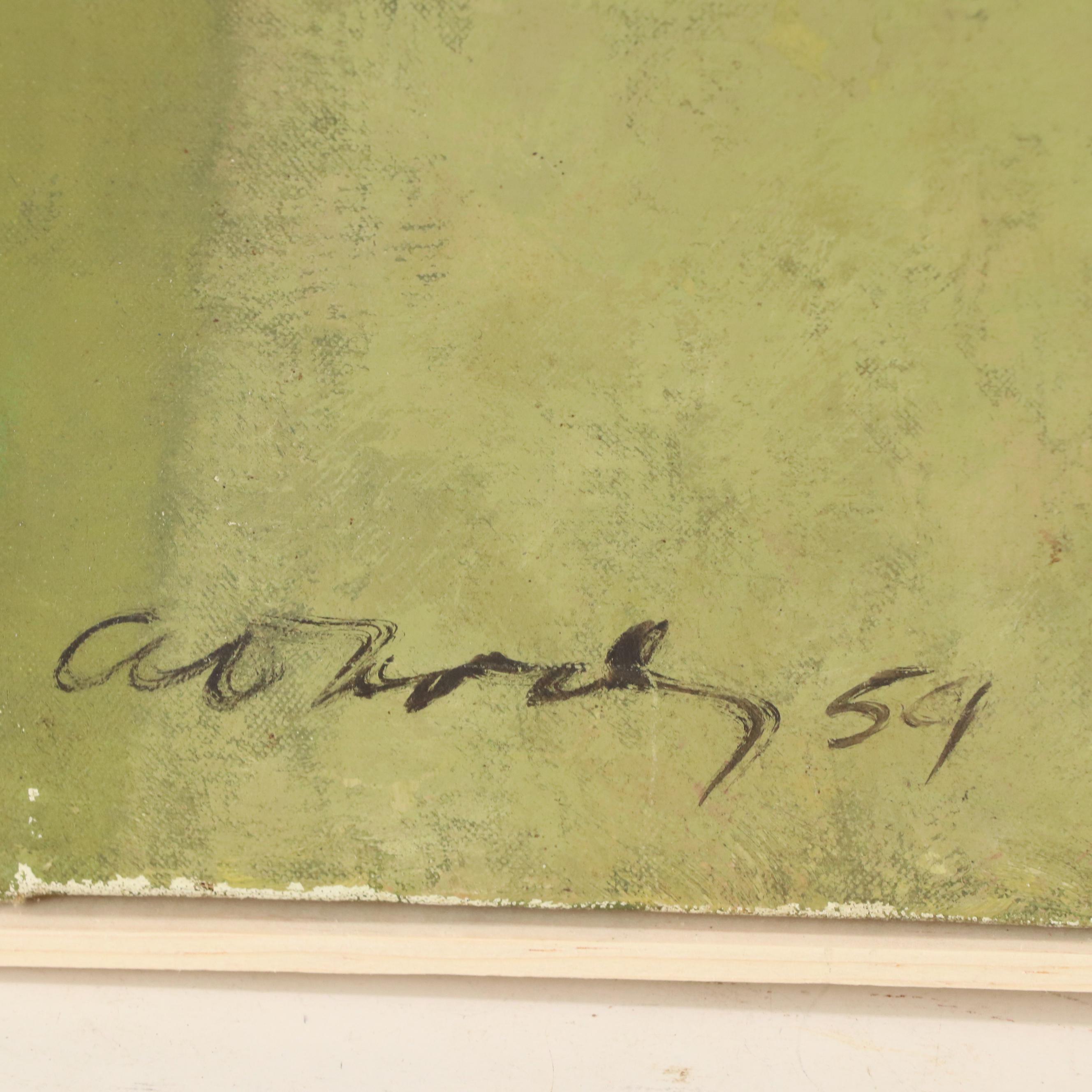 Abstract Modernist Oil Painting, 1959