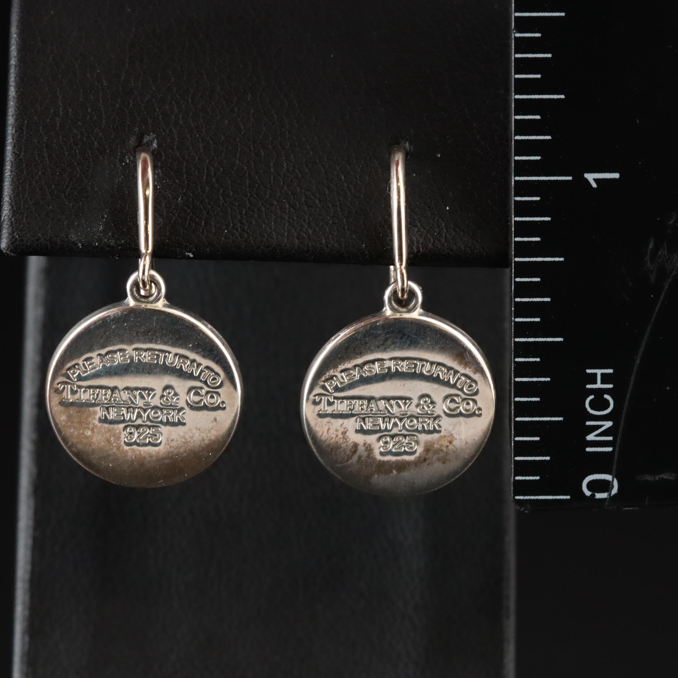 Tiffany & Co. Return to Tiffany Sterling Round Disc Drop Earrings
