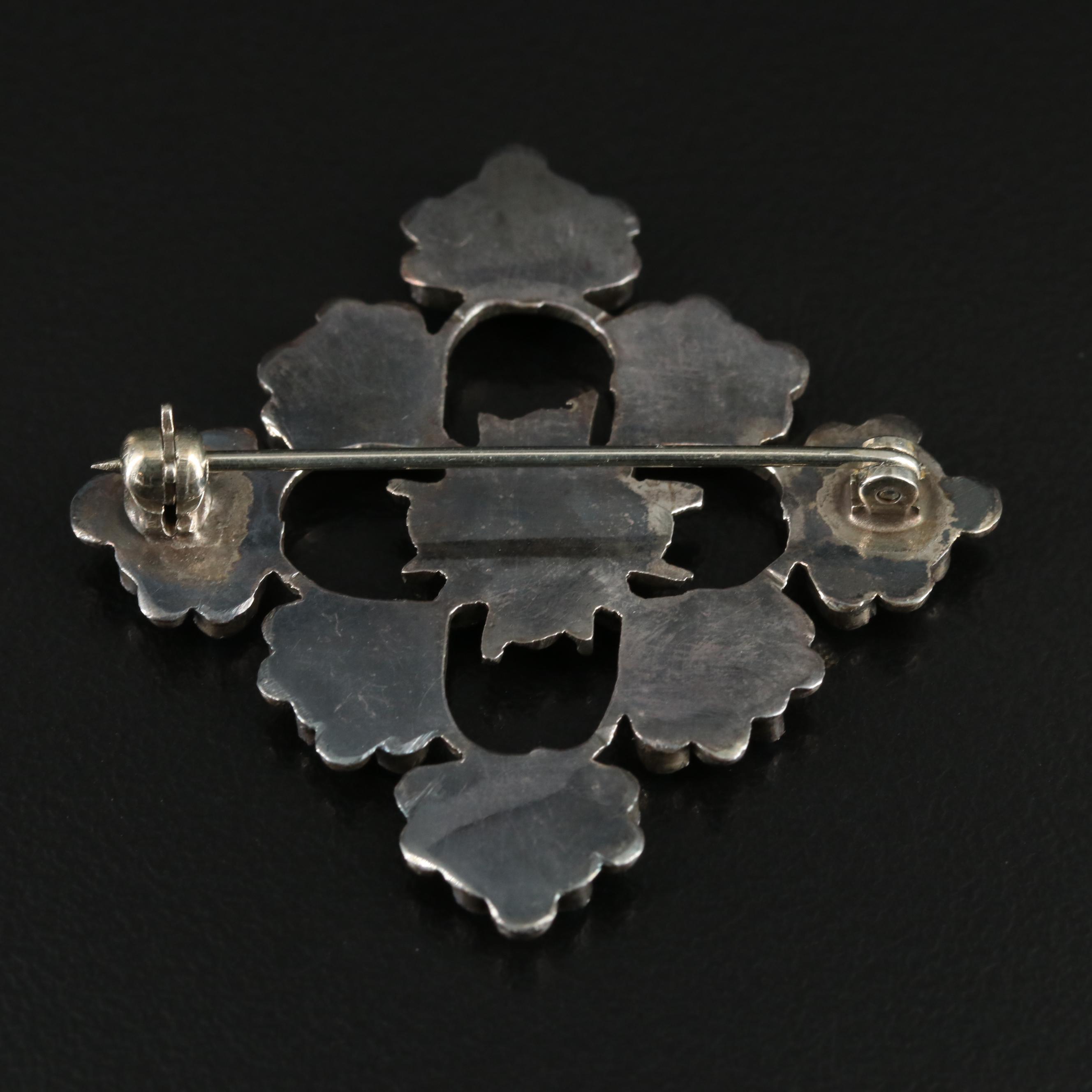 Southwestern Sterling Turquoise Petit Point Pin