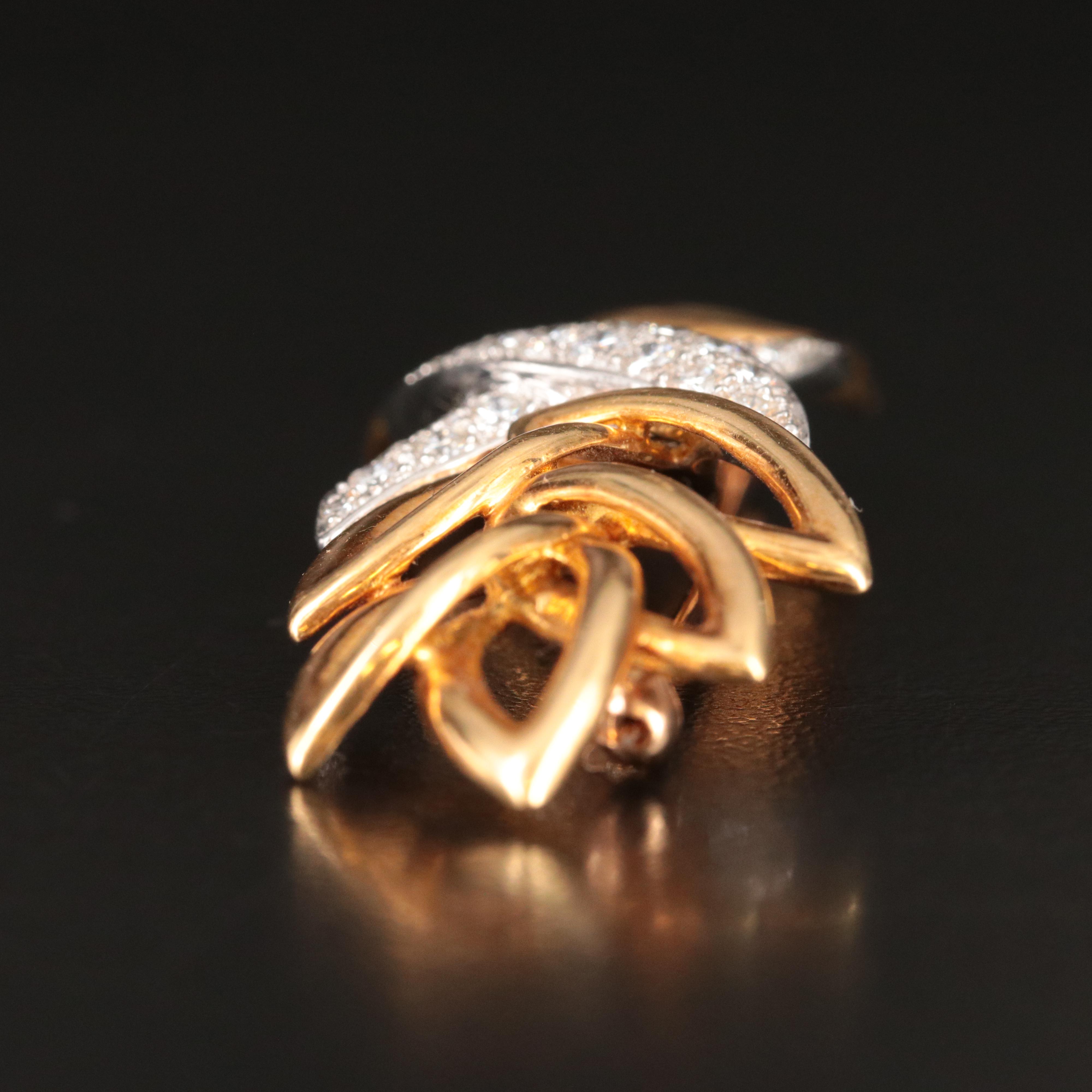 Tiffany & Co. 18K and Platinum and 1.15 CTW Diamond X Leaf Brooch