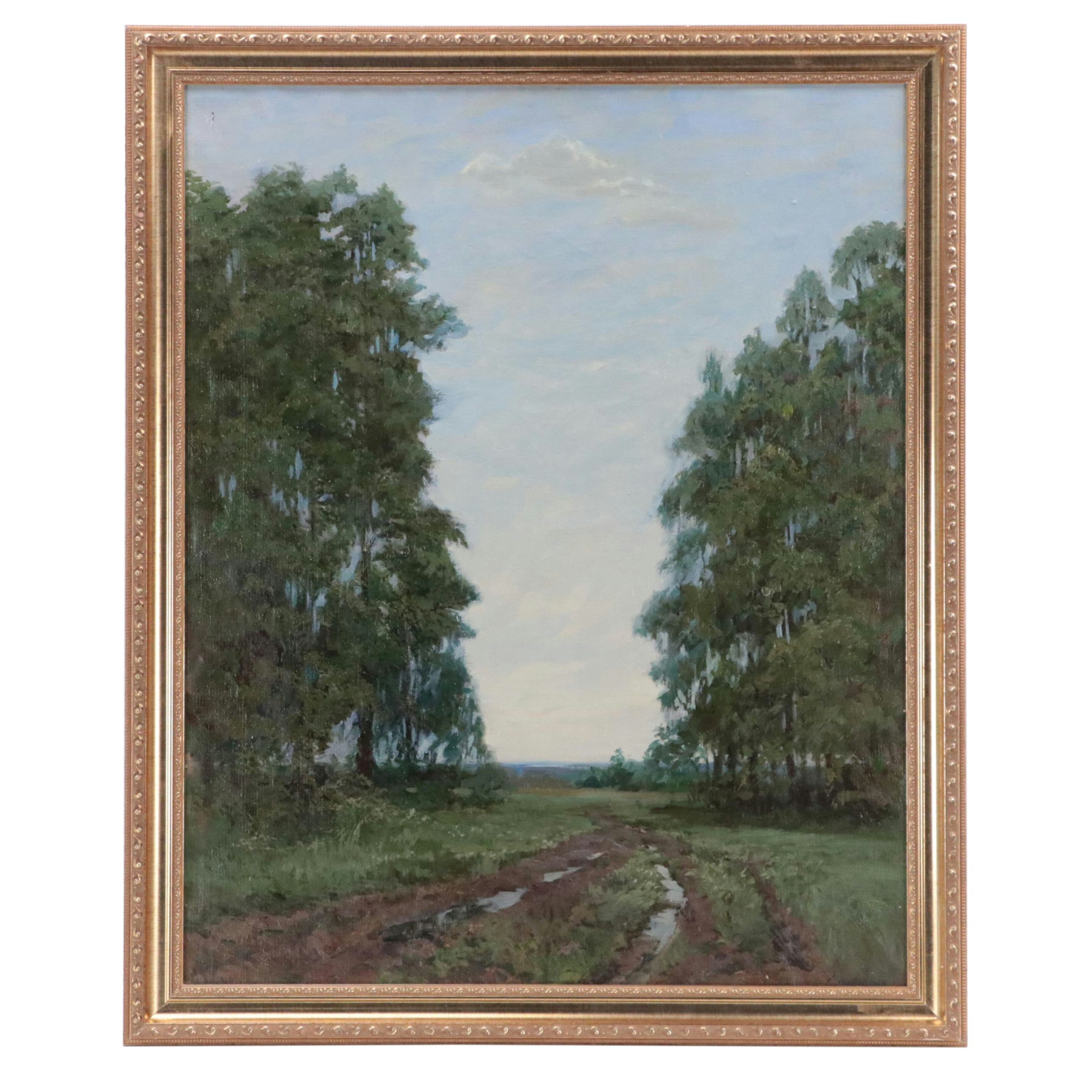 Russian Landscape Oil Painting "Road", 1995