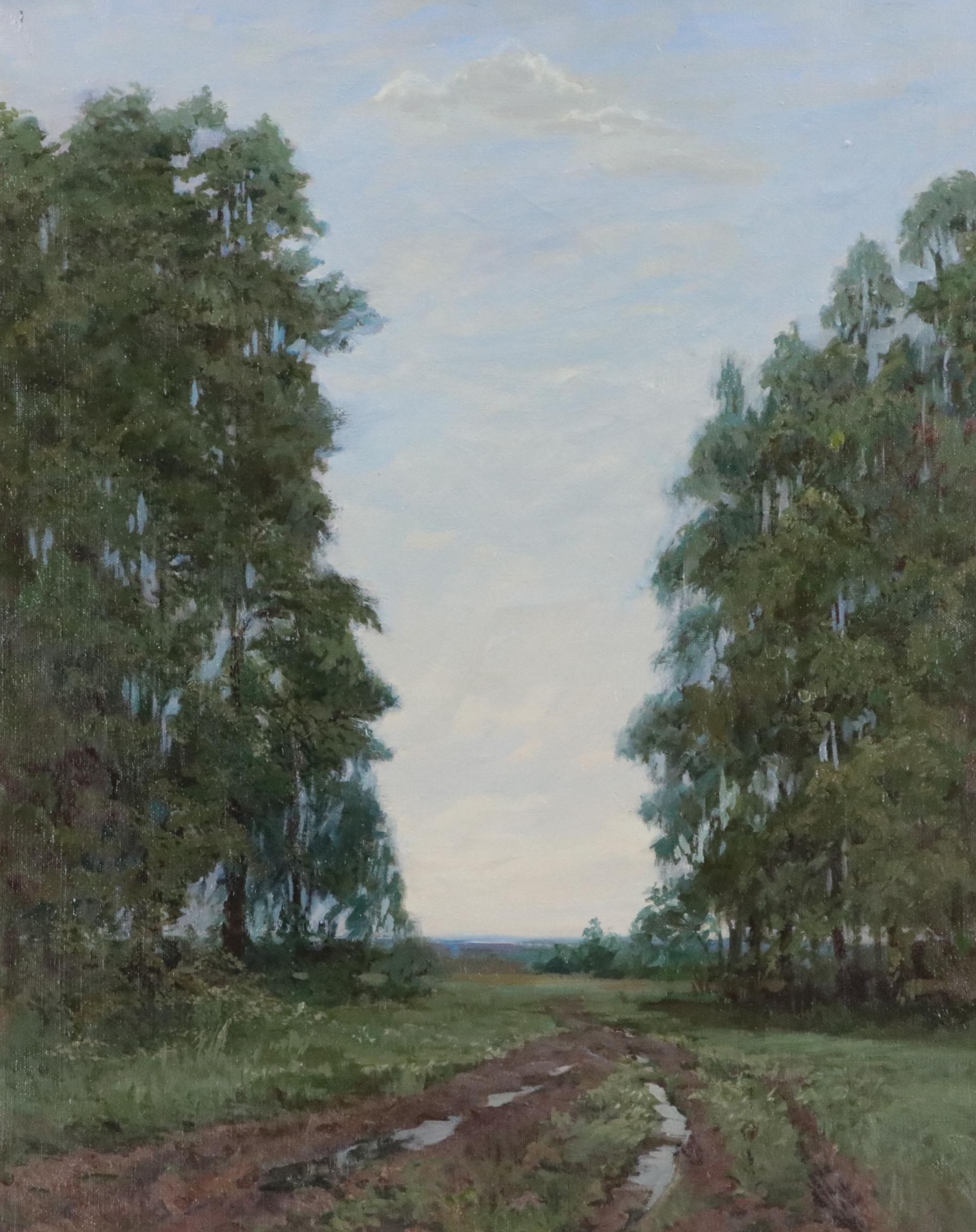 Russian Landscape Oil Painting "Road", 1995