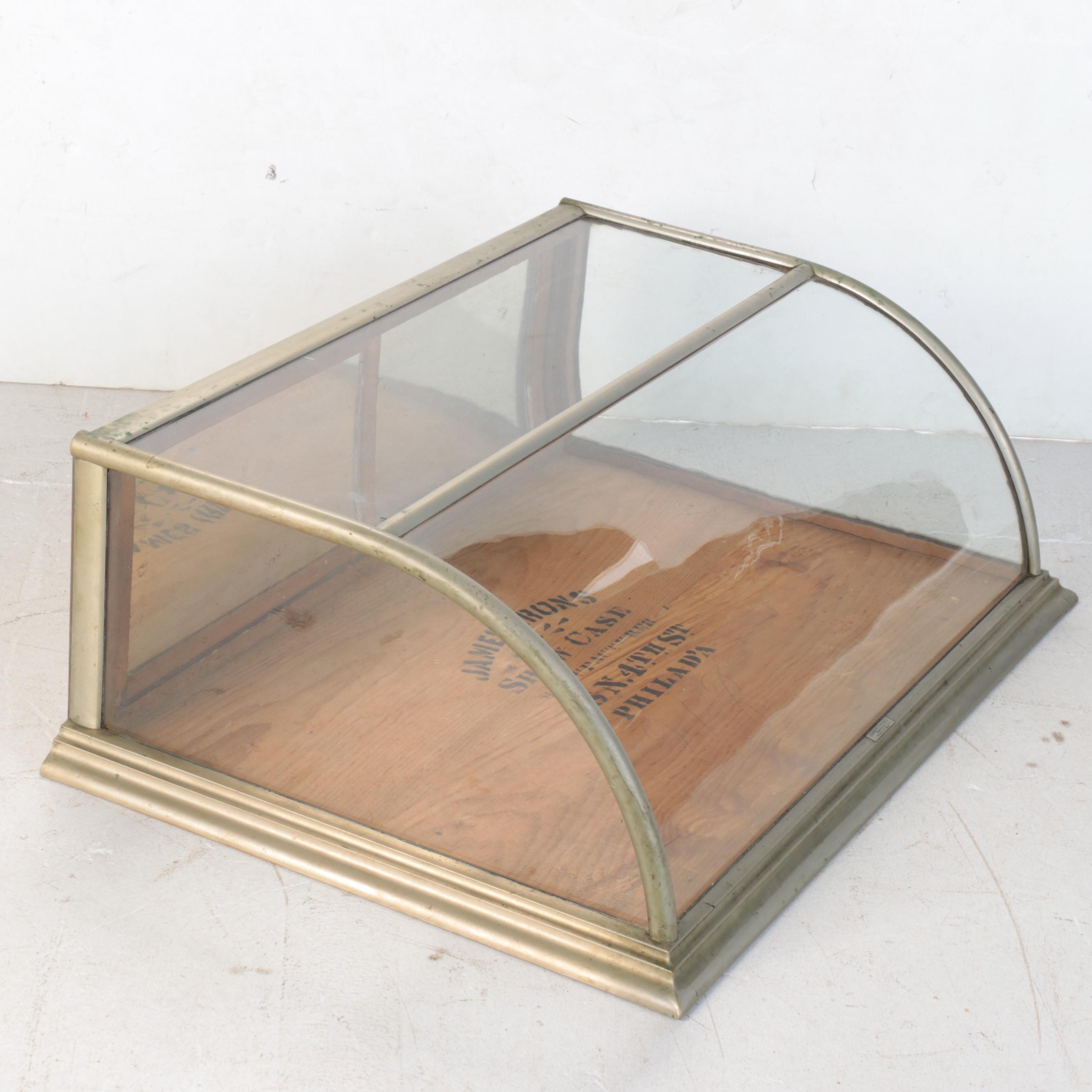 James Irons Nickle Plate and Glass Countertop Curved Display Case