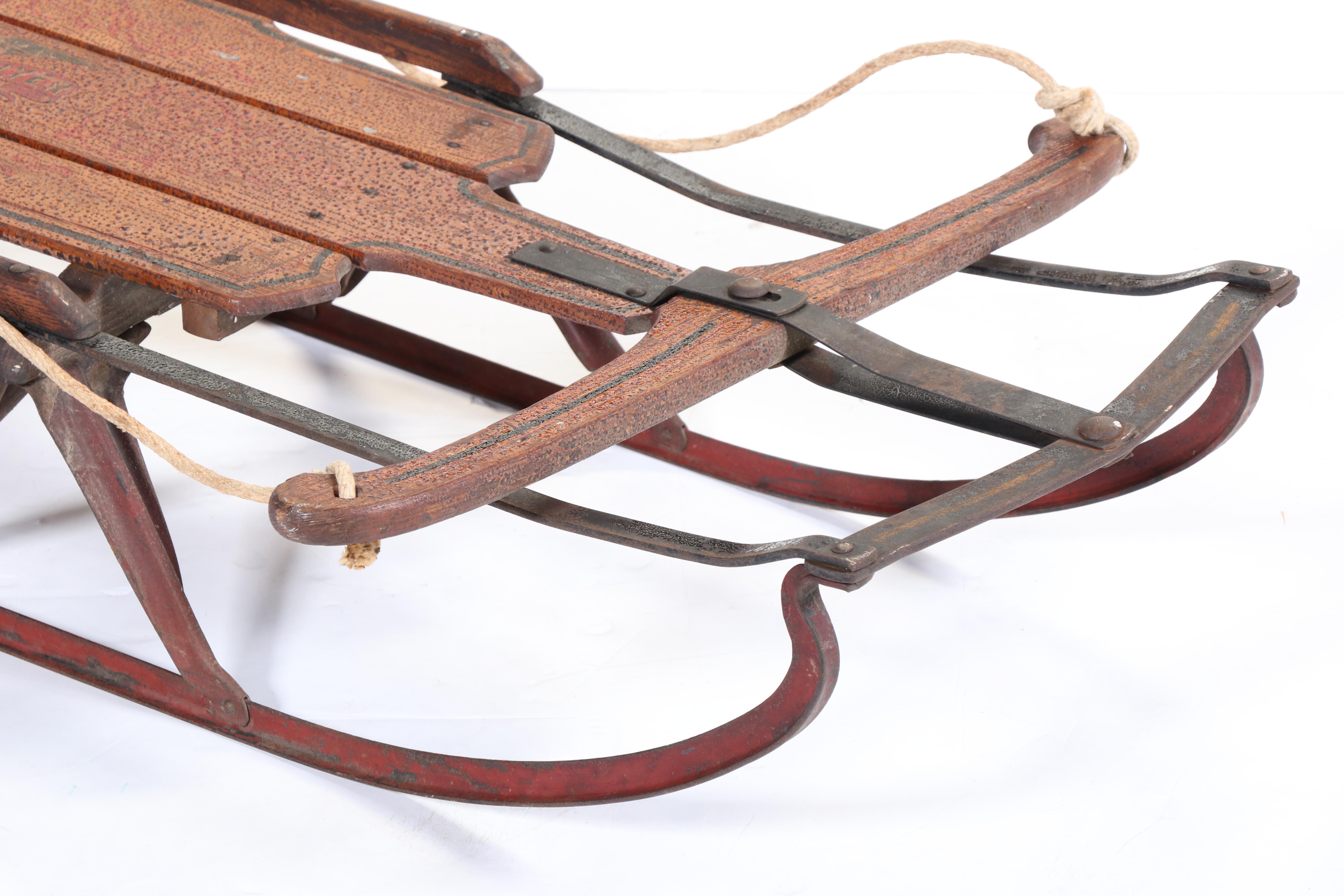 Flexible Flyer No. 3C Slatted Oak and Steel Sled, Circa 1920