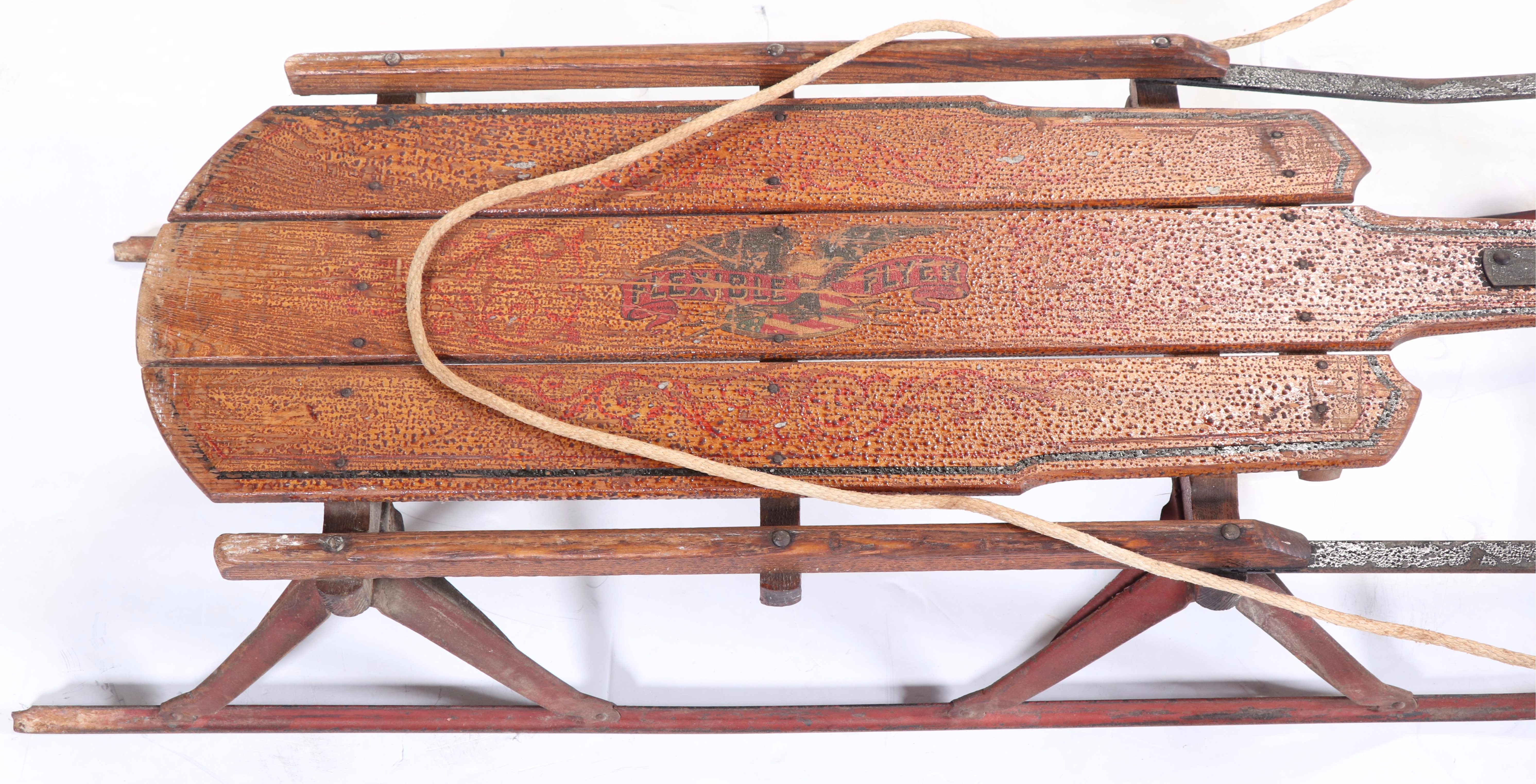 Flexible Flyer No. 3C Slatted Oak and Steel Sled, Circa 1920