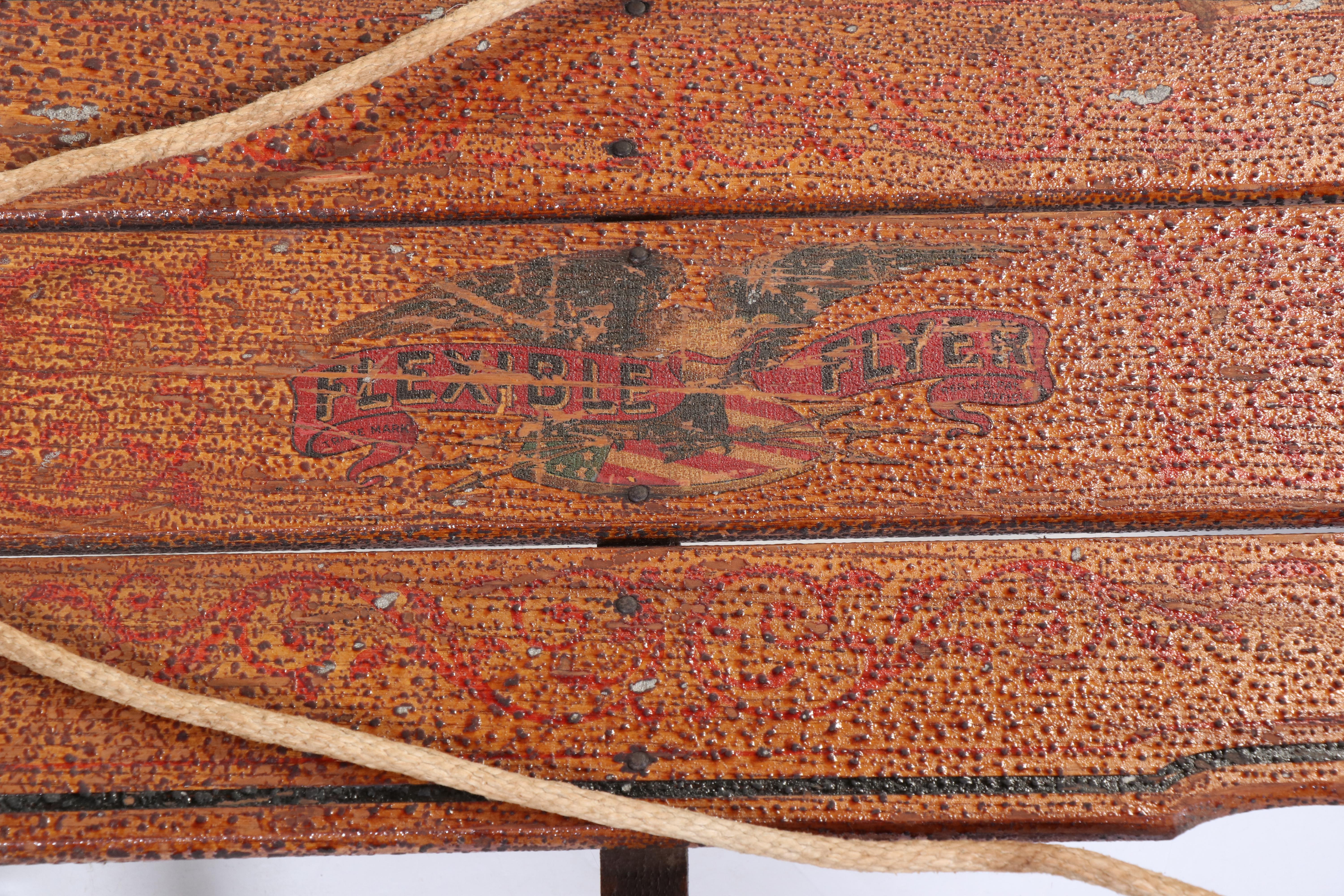 Flexible Flyer No. 3C Slatted Oak and Steel Sled, Circa 1920