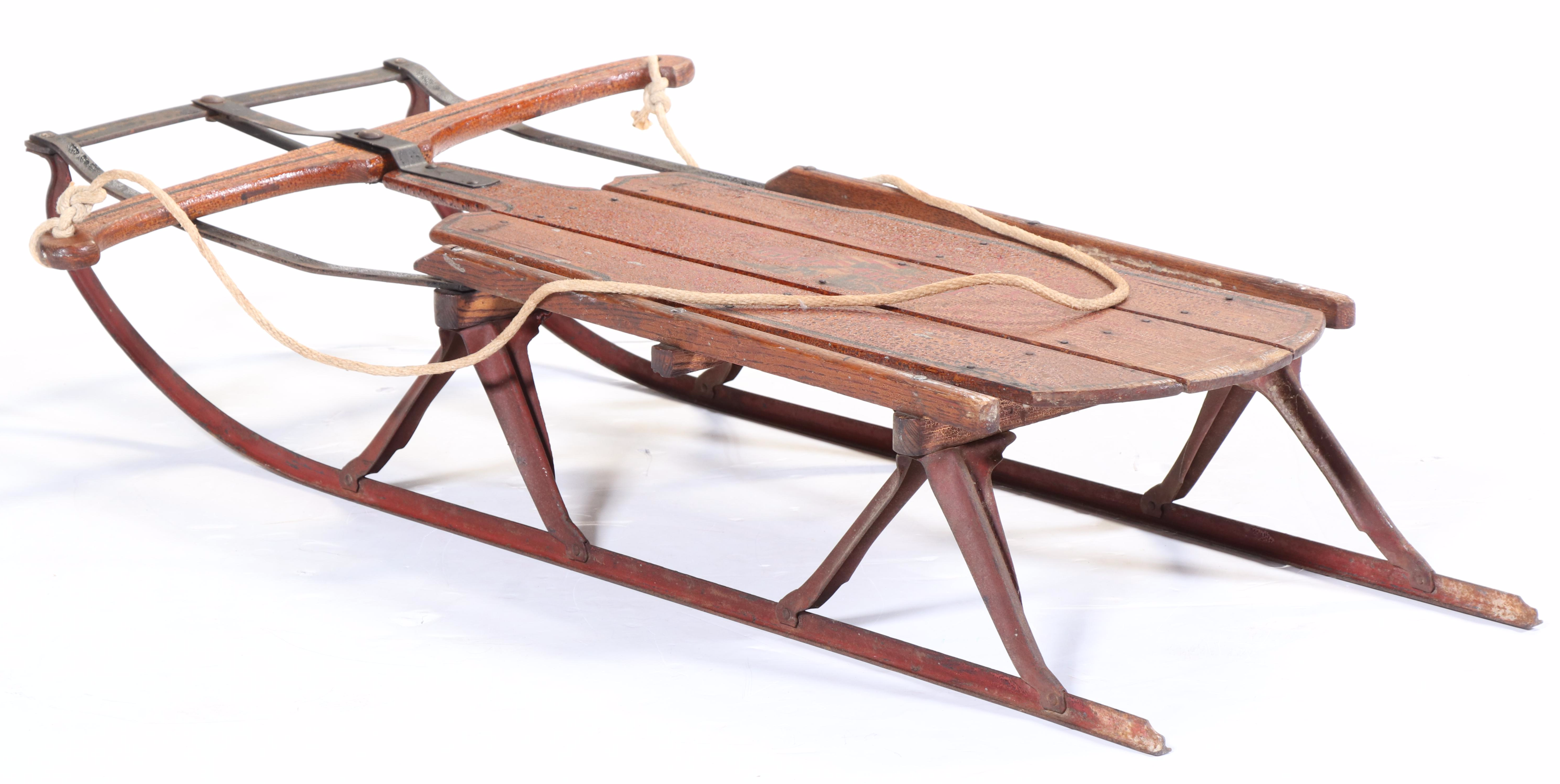 Flexible Flyer No. 3C Slatted Oak and Steel Sled, Circa 1920