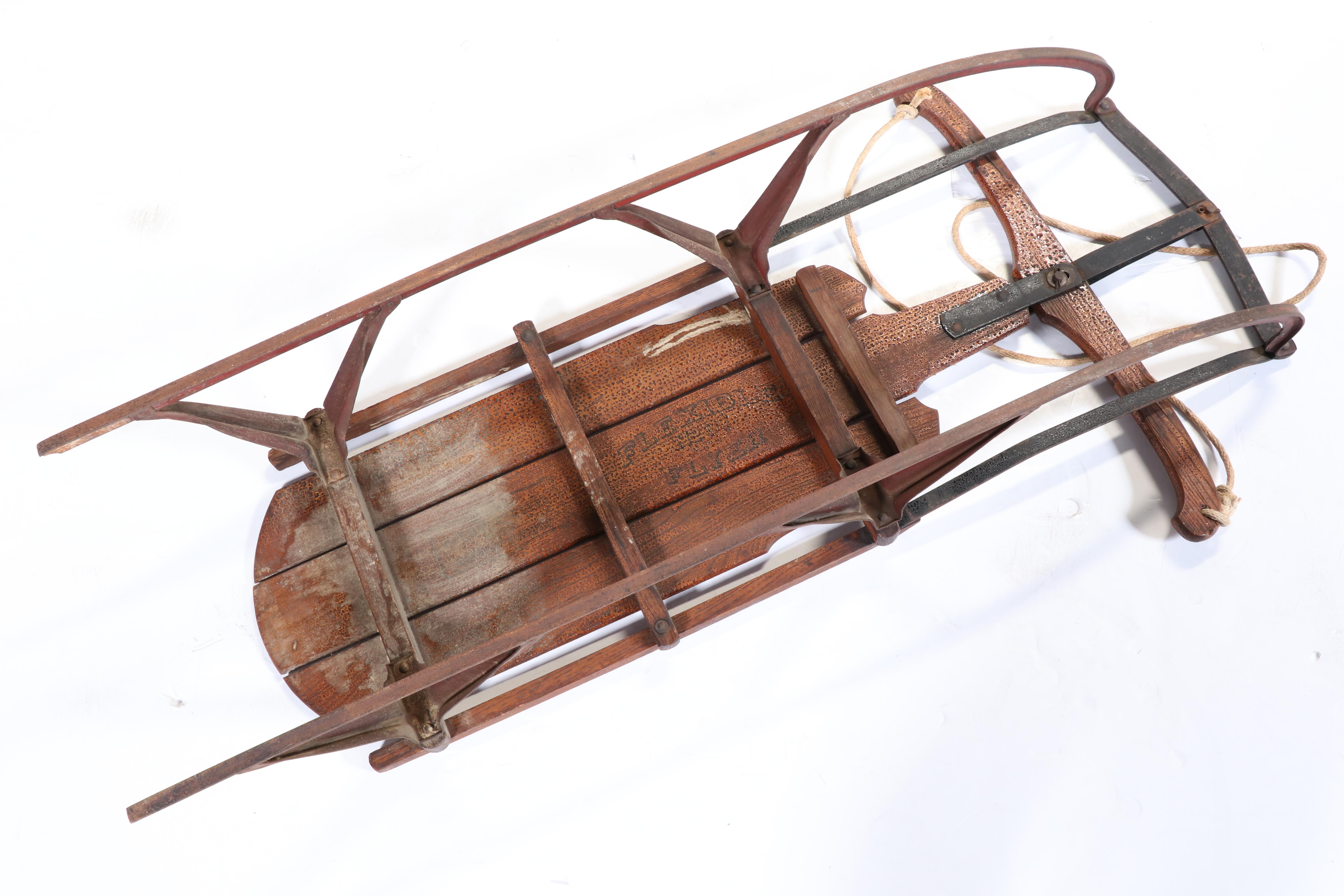 Flexible Flyer No. 3C Slatted Oak and Steel Sled, Circa 1920