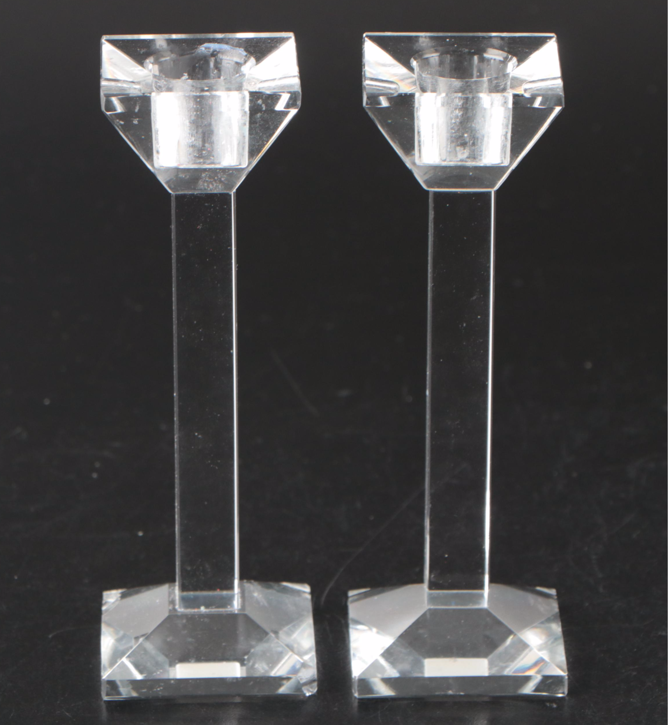 Oleg Cassini "Classic" Crystal Candlestick Pair and Other Candle Holders