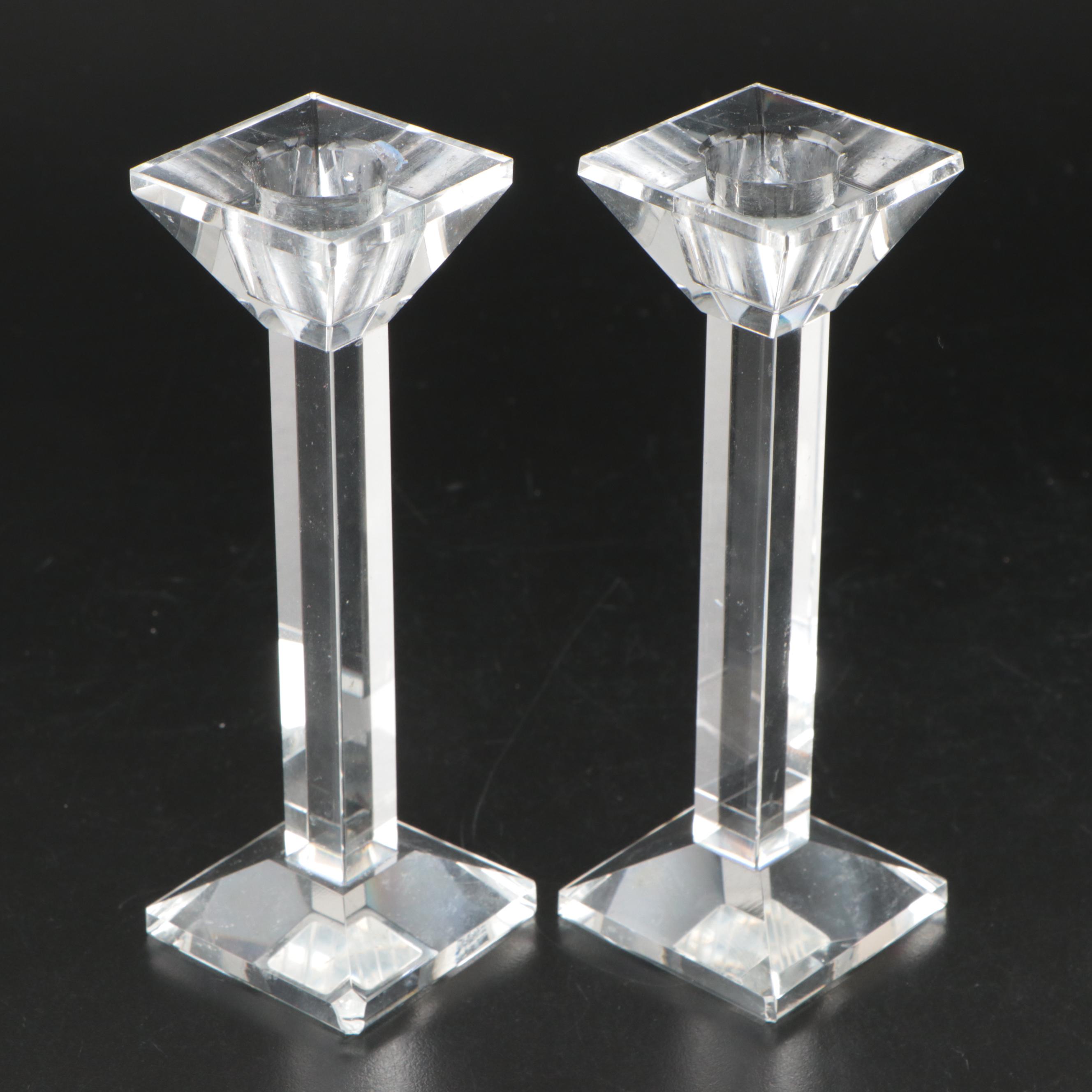 Oleg Cassini "Classic" Crystal Candlestick Pair and Other Candle Holders