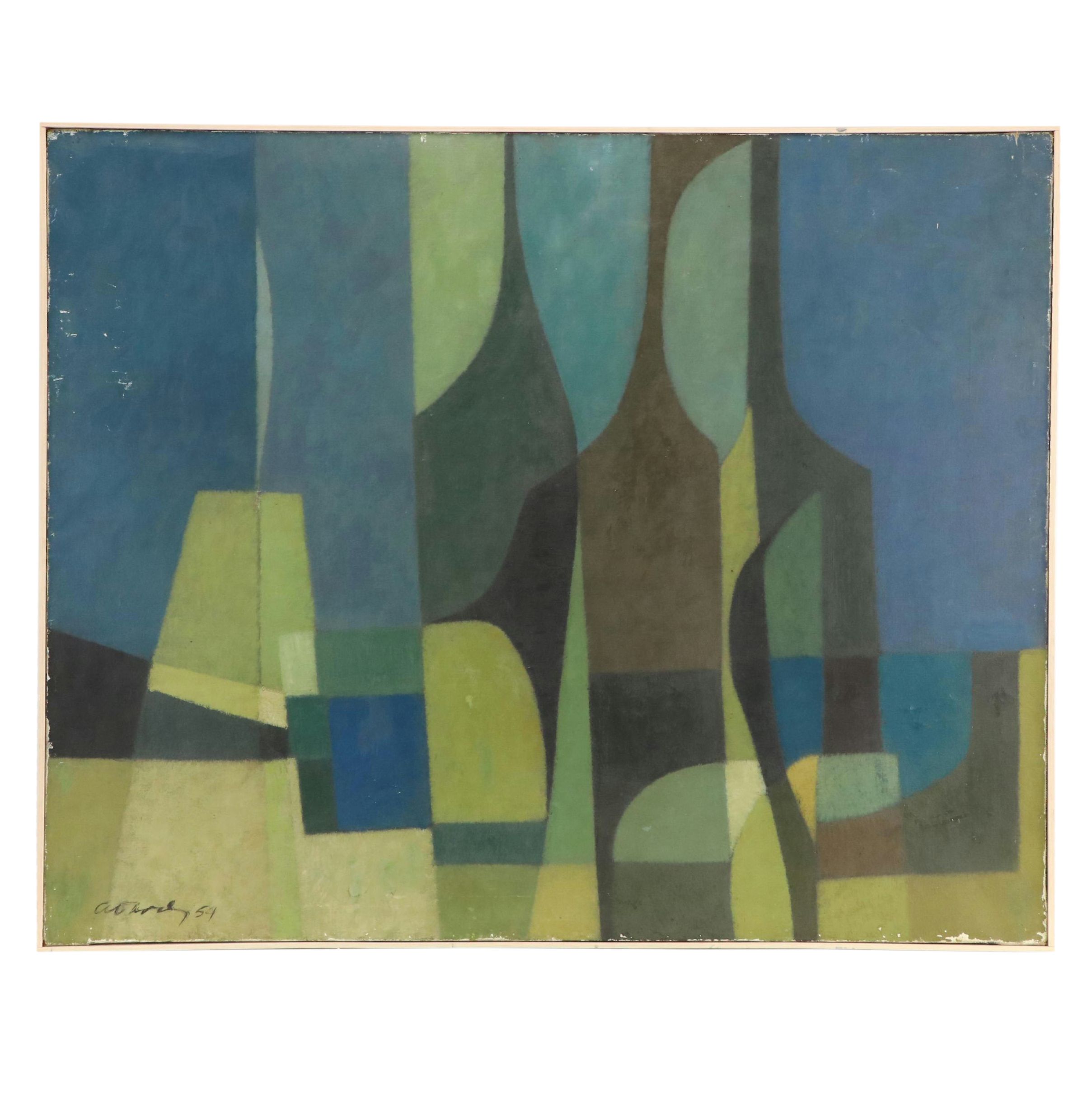 Abstract Modernist Oil Painting, 1959