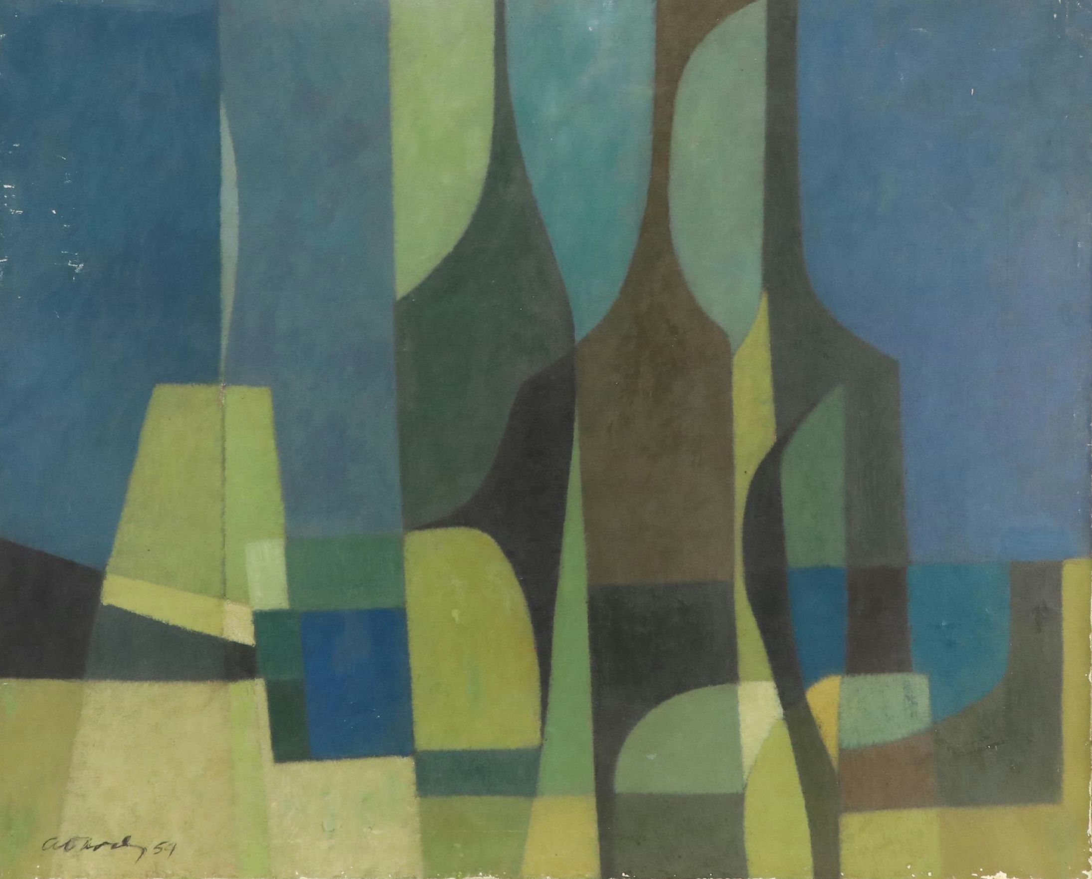 Abstract Modernist Oil Painting, 1959