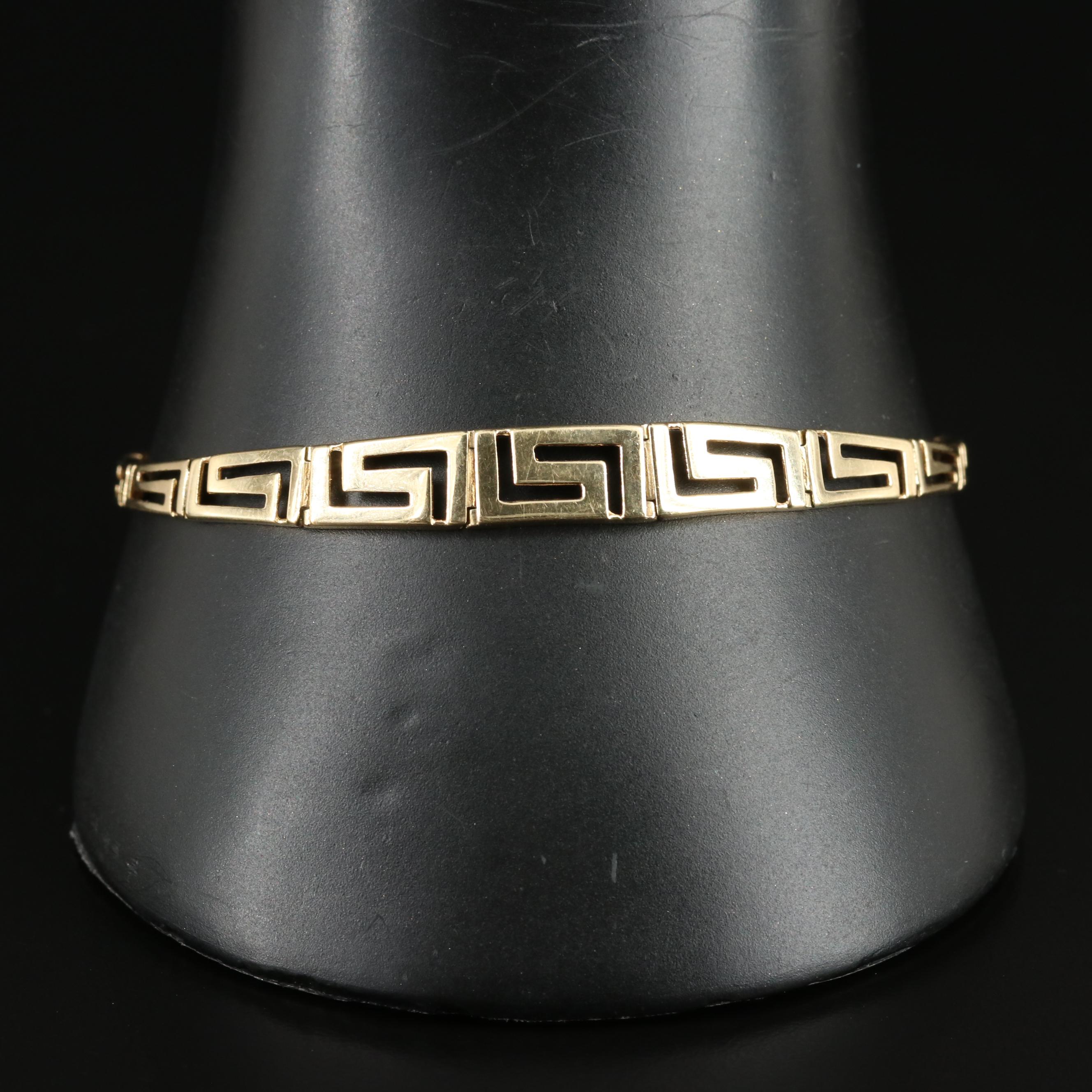 14K Graduated Greek Key Bracelet