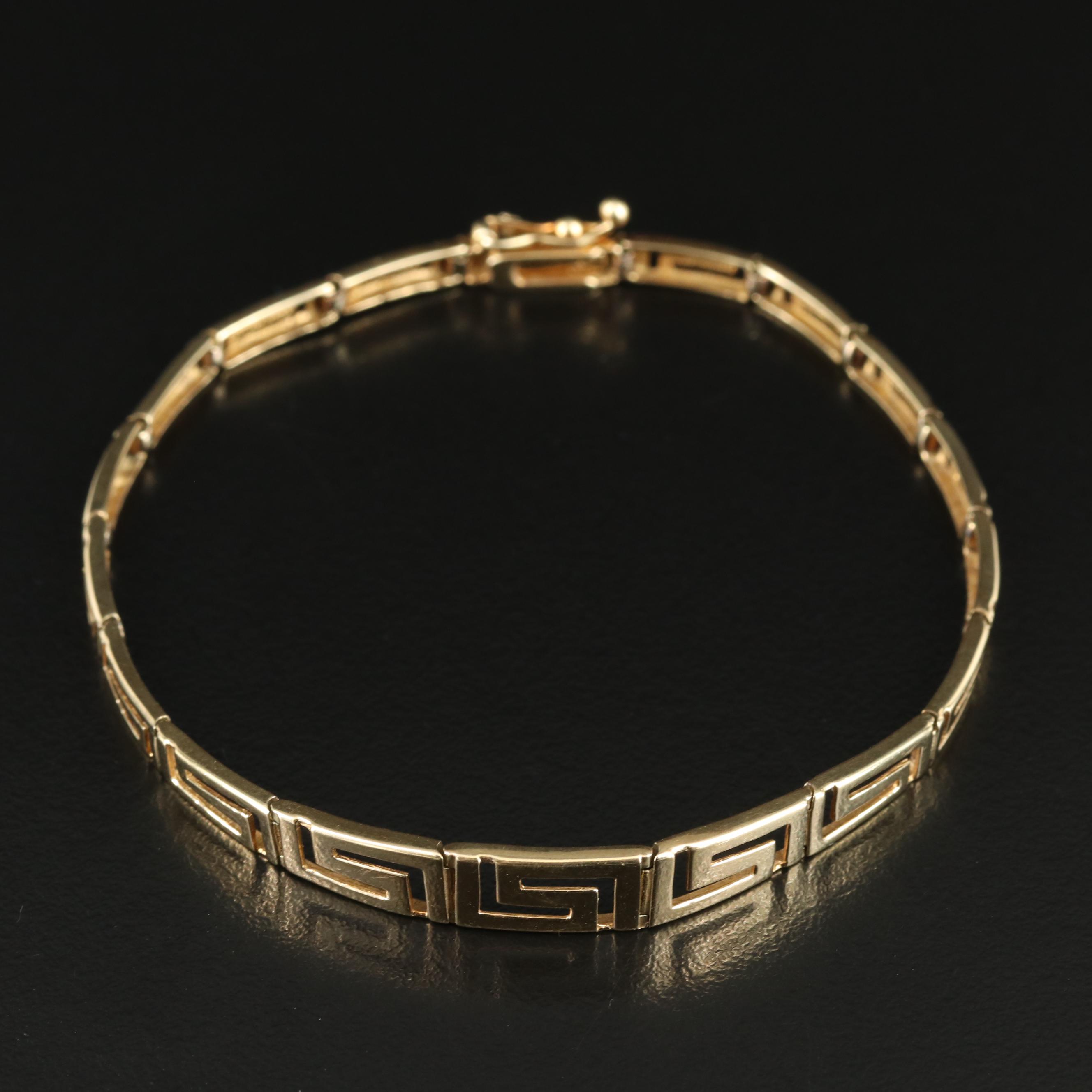 14K Graduated Greek Key Bracelet