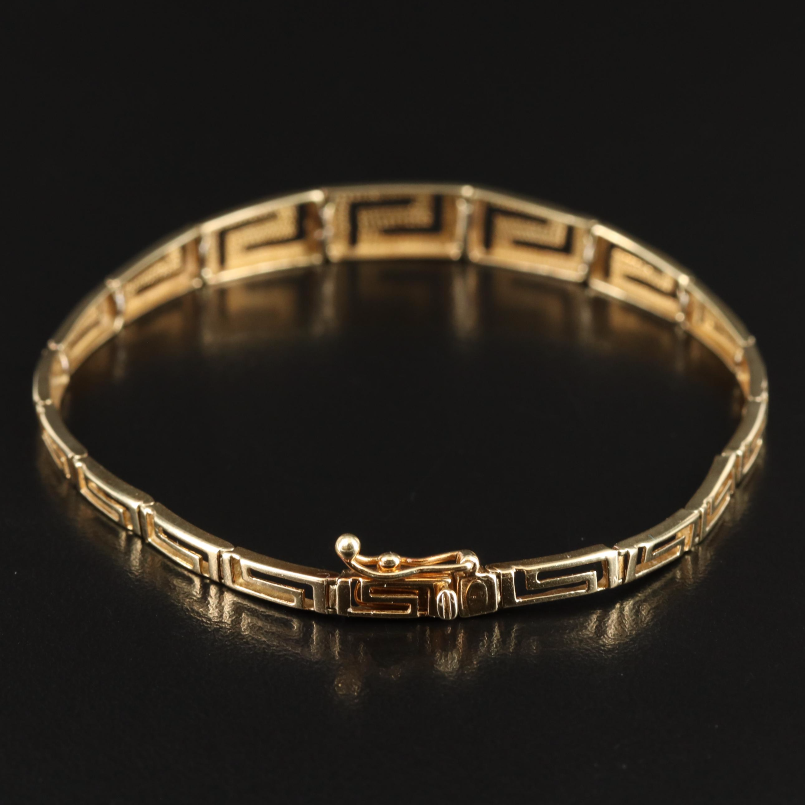 14K Graduated Greek Key Bracelet