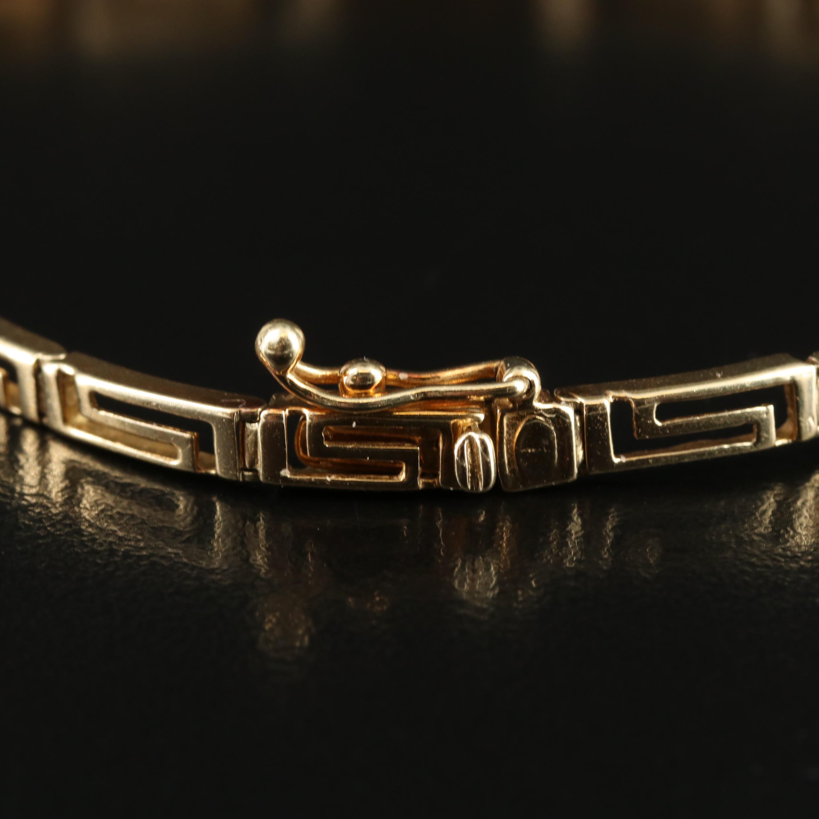 14K Graduated Greek Key Bracelet
