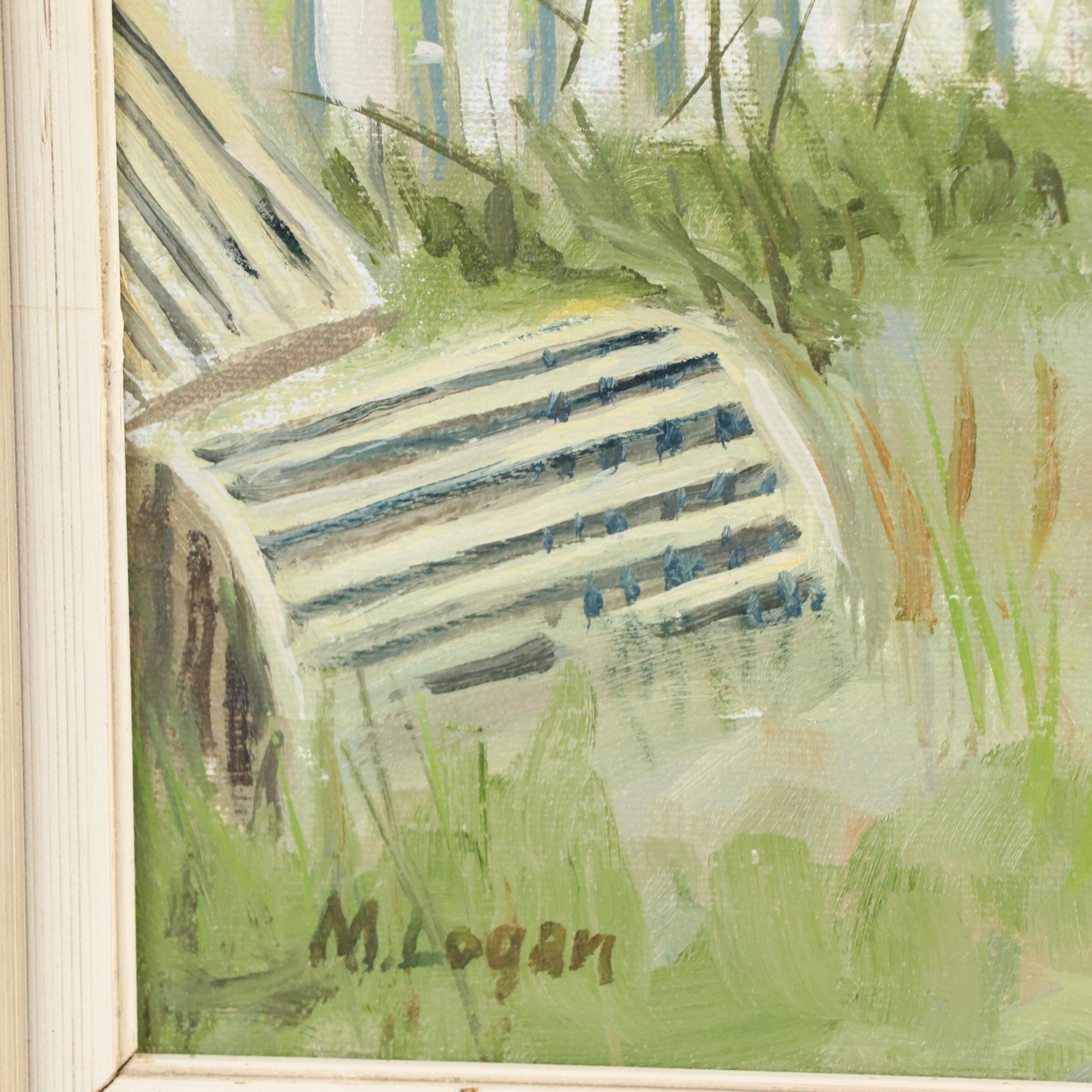 M. Logan Coastal Landscape Oil Painting of Harbor Scene